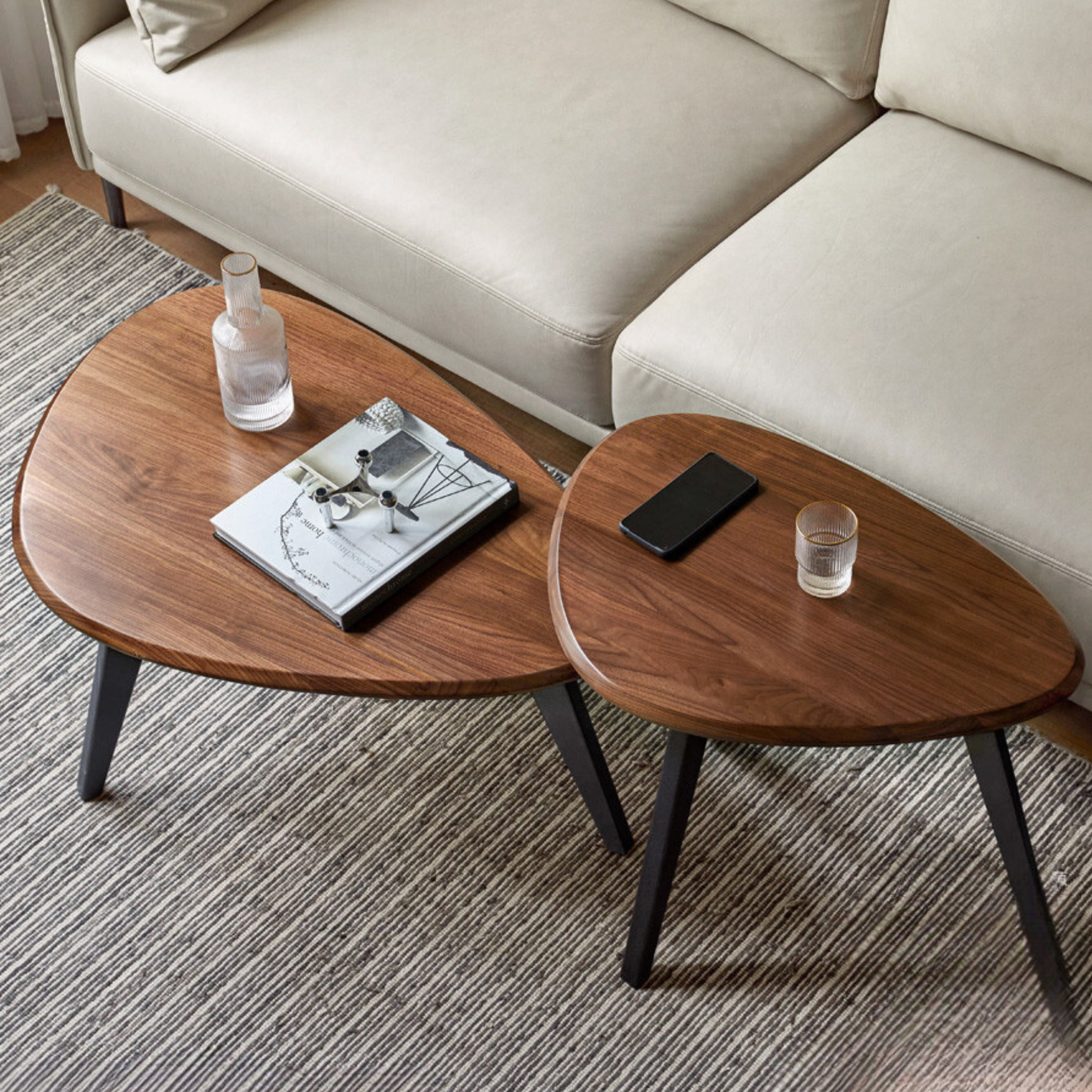 Solid Black Walnut Wood Coffee Table - Handcrafted Modern Living Room Furniture for Home Decor & Entertaining