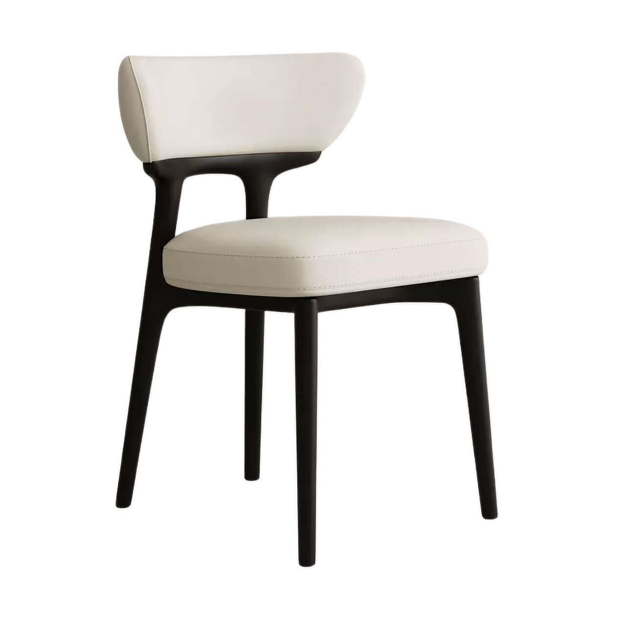 Modern Minimalist White Dining Chair - Streamlined Back Design, Single Seat for Kitchen, Dining Room & Office