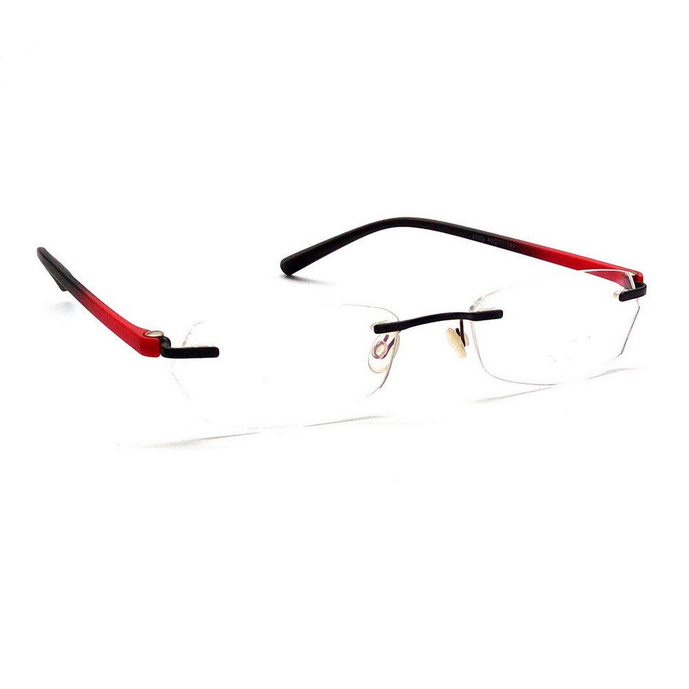 Blue Light Blocking Computer Glasses - Red Rimless Anti Eye Strain Glasses for Gaming & Office Work (Model F003RD) - Reduce Digital Eye Fatigue for Screen Time & Online Meetings
