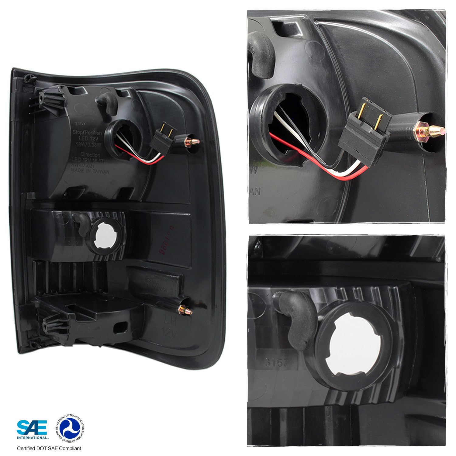 AKKON Black LED Tail Lights Brake Lamps Replacement for 2004-2008 Ford F150 F-150 Pickup Truck Styleside Model - Enhanced Visibility & Style Upgrade for Night Driving & Custom Look