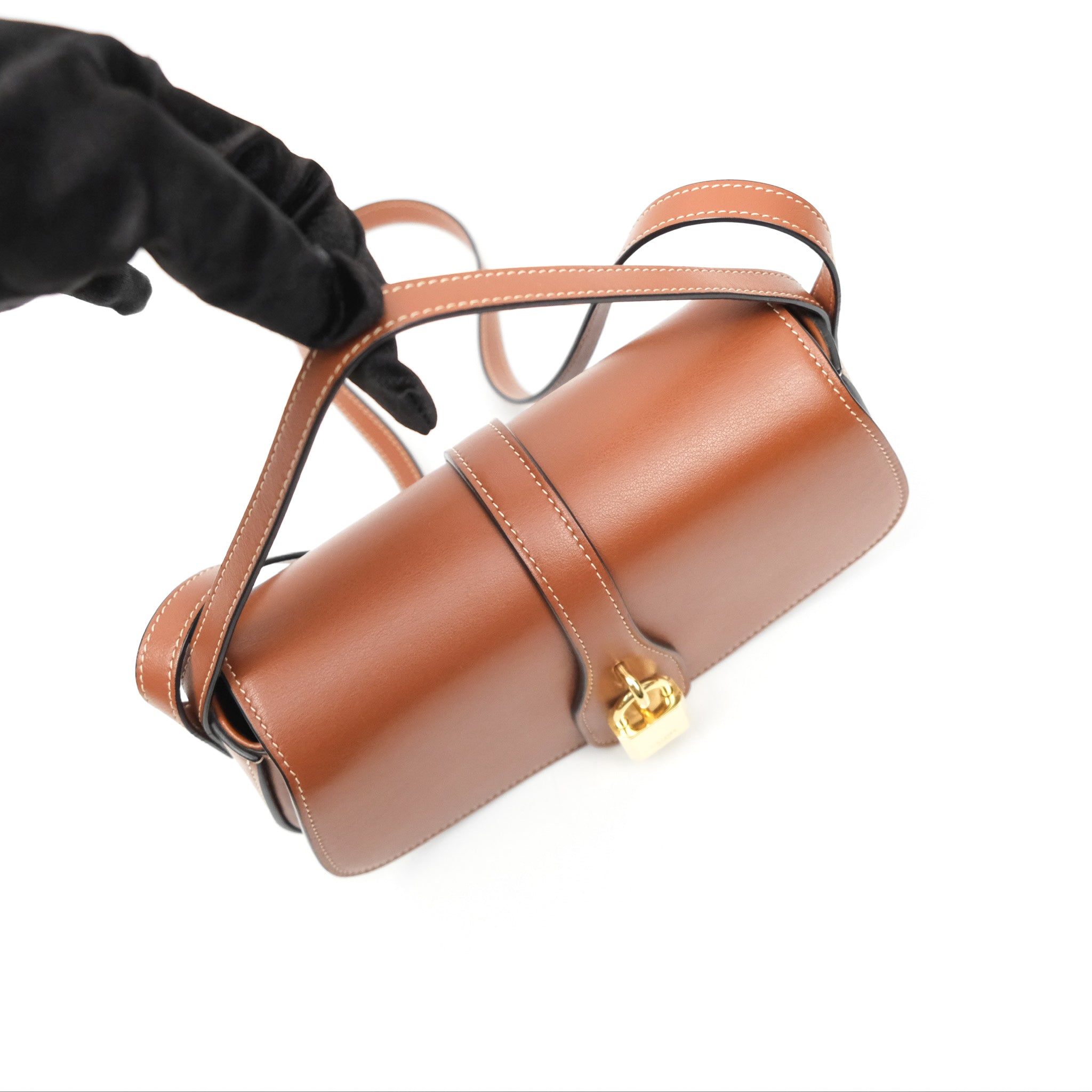 Celine Clutch on Strap Tabou Tan Calfskin Leather Crossbody Bag - Elegant Women's Handbag for Evening Parties & Date Nights