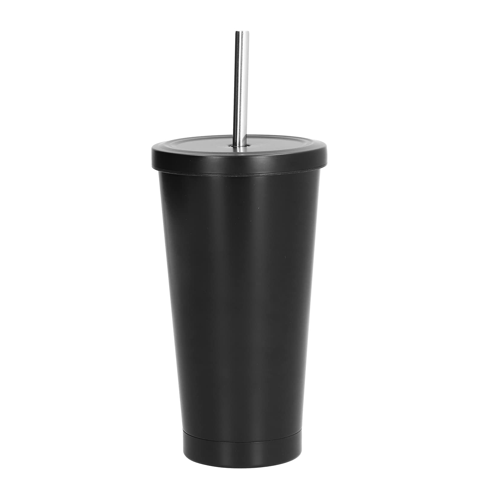 Yatar 500ml Stainless Steel Vacuum Insulated Coffee Cup with Lid & Straw - Double Wall Thermal Travel Mug for Hot & Cold Drinks - Ideal for Home, Office, Gym & Outdoor Activities (Black)
