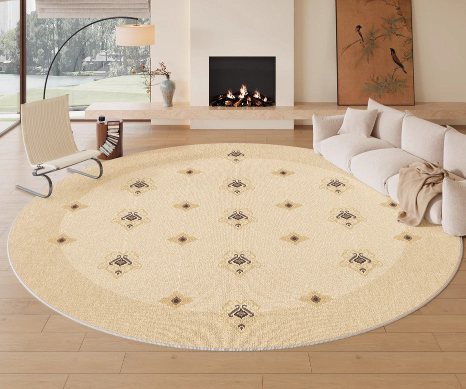 Modern Round Area Rugs for Bedroom, Living Room & Dining Room - Contemporary Non-Slip Circular Rug for Under Chairs - Soft Boho Home Decor for Cozy Spaces