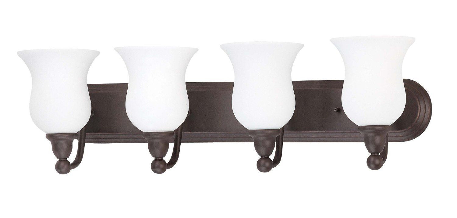 Nuvo Lighting 60 2441 Glenwood Collection 4-Light Energy Star Certified GU24 Bathroom Vanity Wall Sconce in Sudbury Bronze Finish - Perfect for Bathroom Lighting, Powder Room Decor & Energy-Efficient Home Illumination