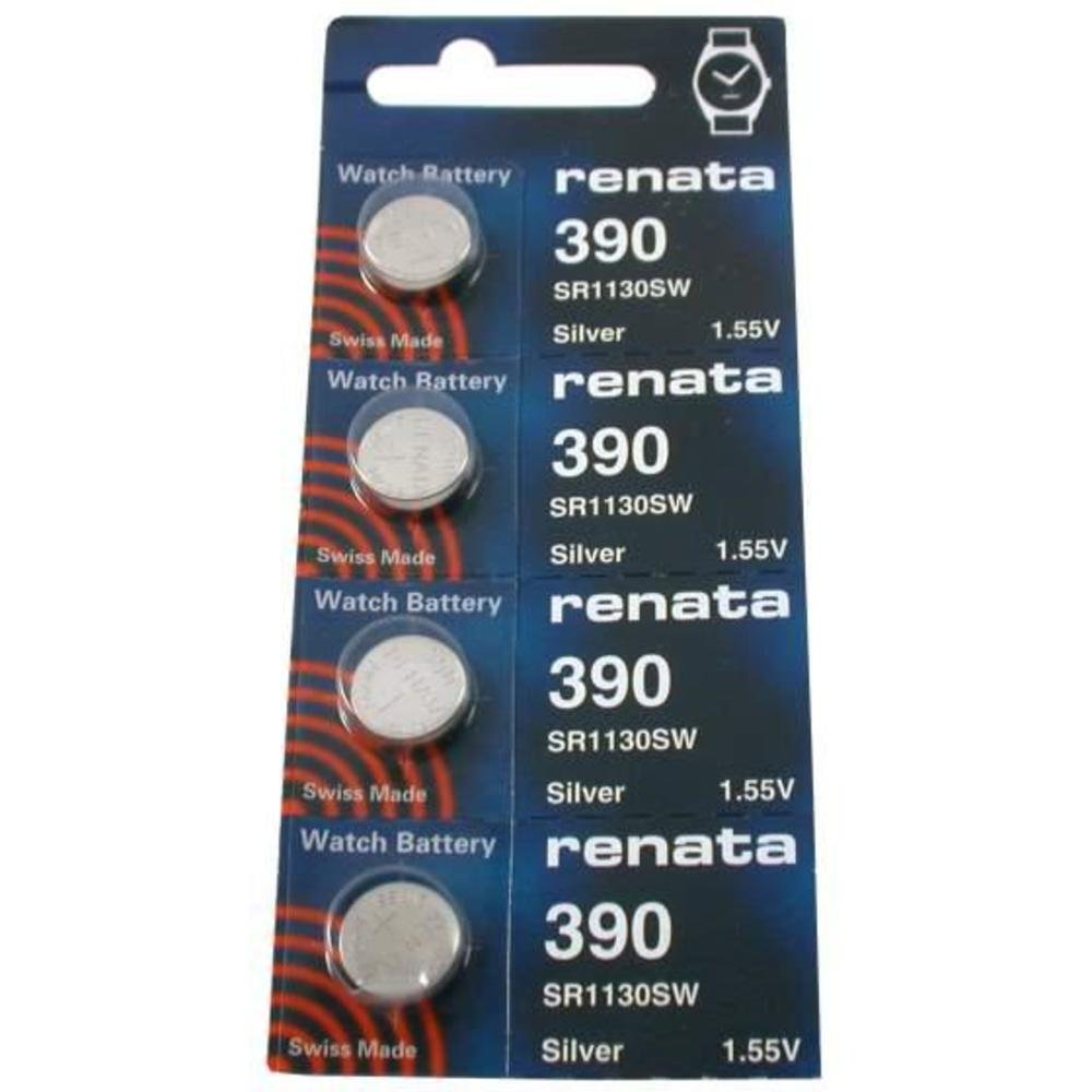 Renata 390 Watch Batteries 4 Pack - Long-Lasting Silver Oxide Battery for Watches, Calculators & Small Electronics - Perfect Replacement for Timex, Casio & Seiko Watches