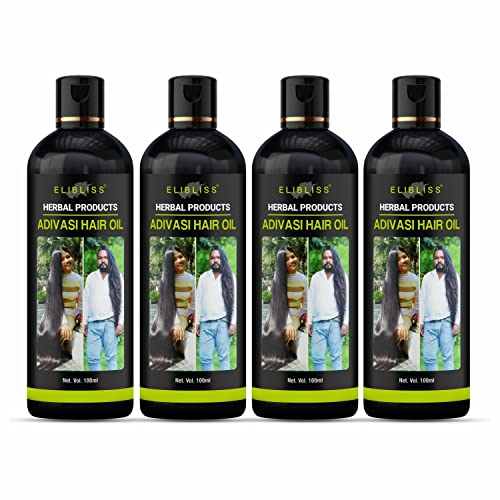 Elibliss Adivasi Herbal Hair Oil for Hair Growth & Hair Fall Control - 4 Pack | Natural Ayurvedic Treatment for Thicker, Stronger Hair | Perfect for Daily Scalp Massage & Hair Care Routine