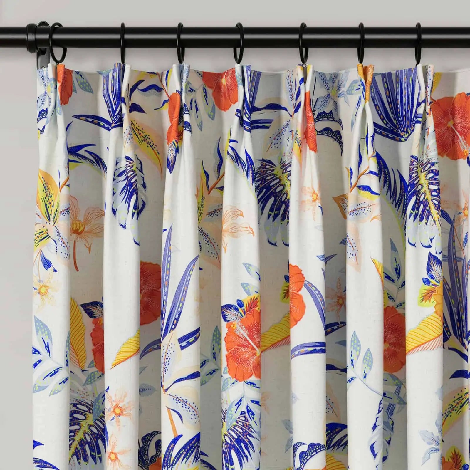 Bohemian Botanical Pleated Drapery Curtains - 52 Inch Width - Elegant Boho Home Decor for Living Room & Bedroom