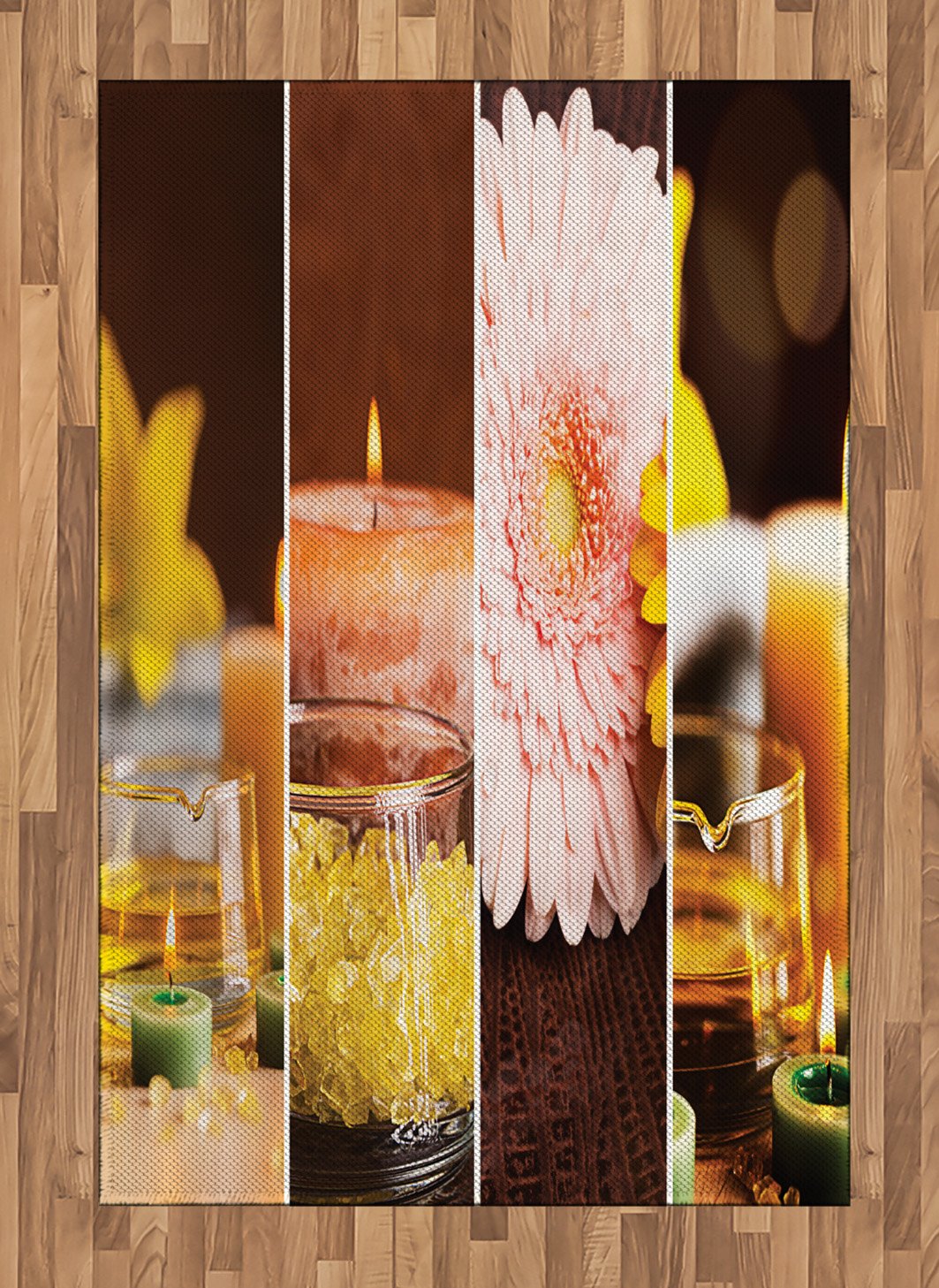 Ambesonne Exotic Area Rug - Aromatic Gerbera & Candles Design, Flat Woven Accent Rug for Living Room, Bedroom, Dining Room - 4' x 5'7
