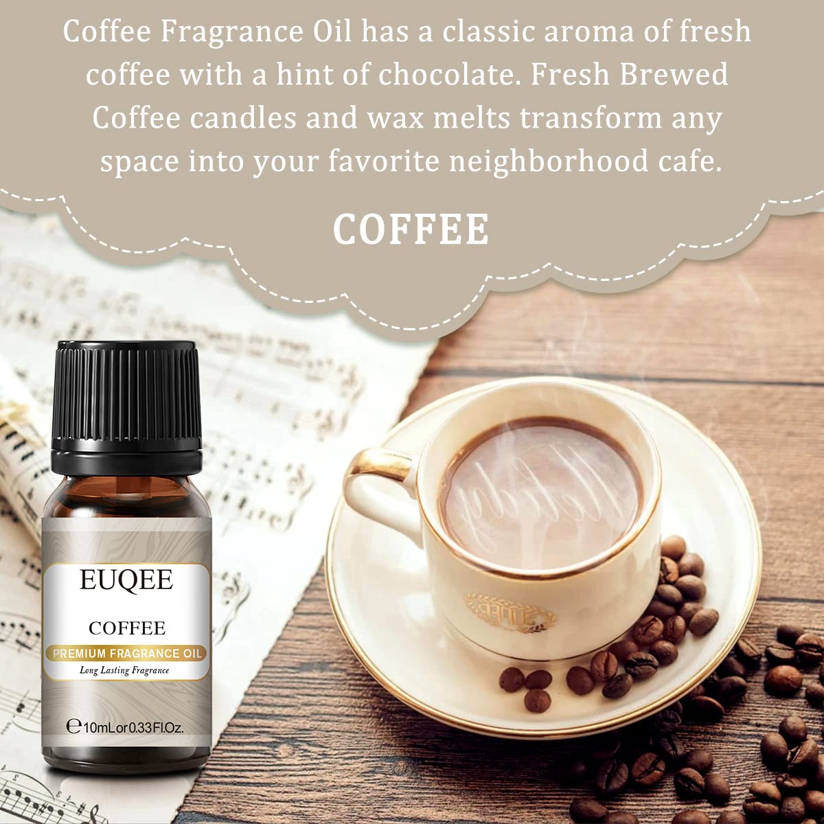 6PCS Premium Coffee Shop Essential Oils - 10ml for Aromatherapy & Relaxation