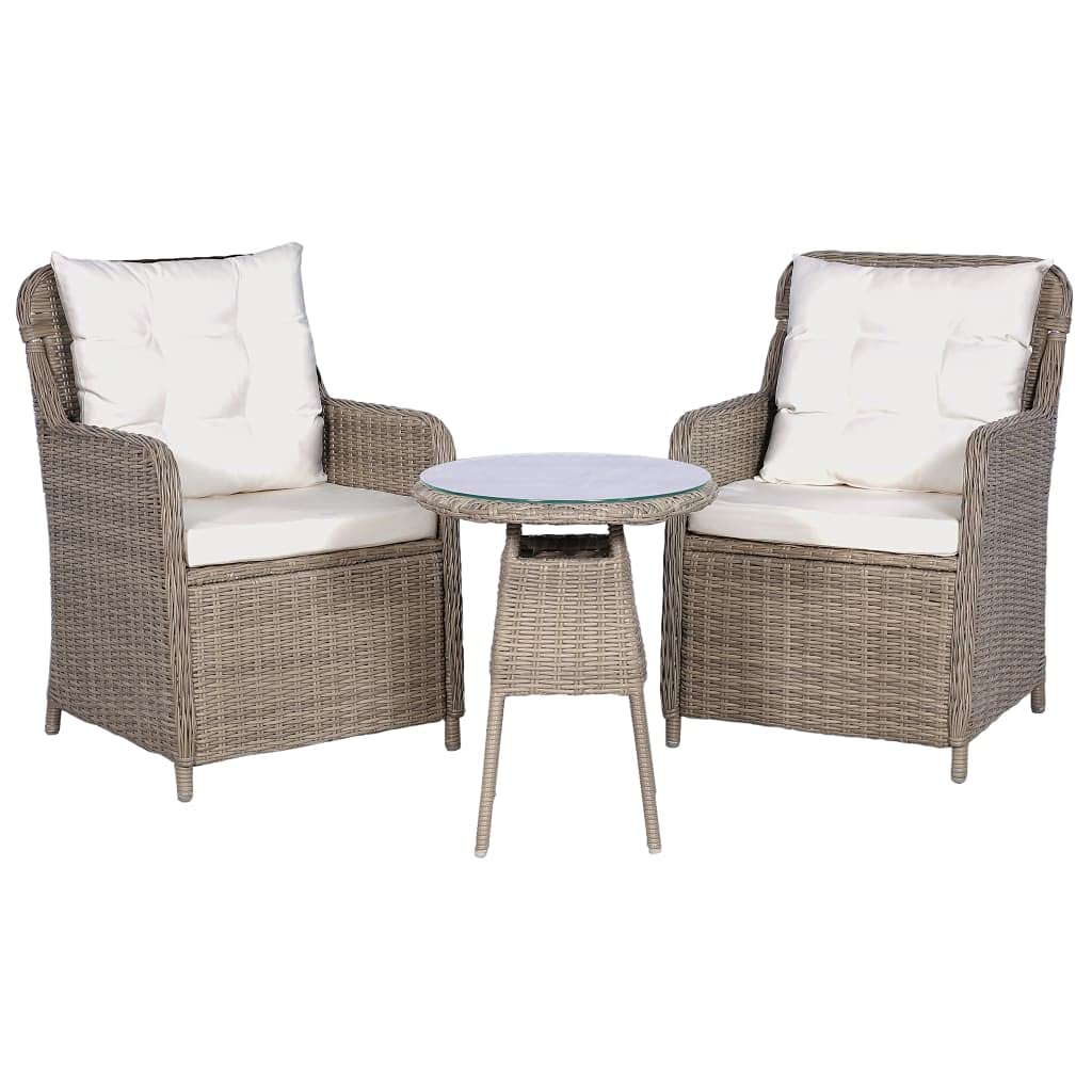 3-Piece Bistro Set with Cushions & Pillows - Patio Sectional Wicker Rattan Outdoor Furniture Sofa Set for Garden, Poolside, Backyard, Lawn | Perfect for Relaxing, Entertaining & Outdoor Dining