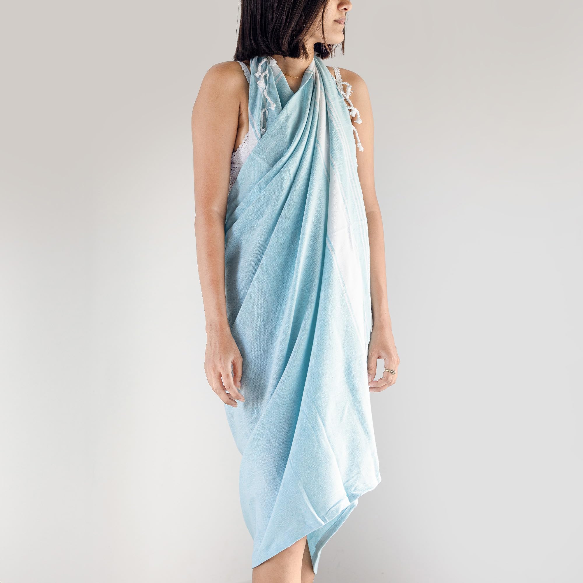 Premium Turkish Cotton Beach Towels Set of 2 - Extra Large, Quick-Drying & Lightweight Bath Towels - Soft & Absorbent Aqua Blue - Perfect for Pool, Beach, Spa & Gym Use