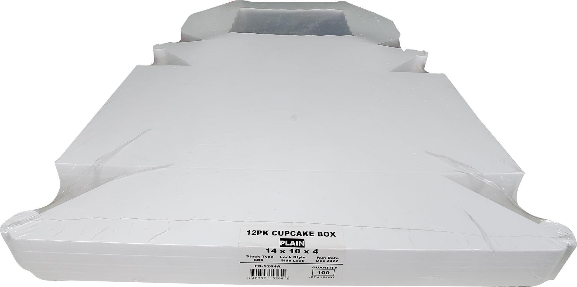 12-Count White Cupcake Box with Clear Window - 14x10x4 Inches - Perfect for Bakery, Party Favors & Gift Packaging (EB 5284A)