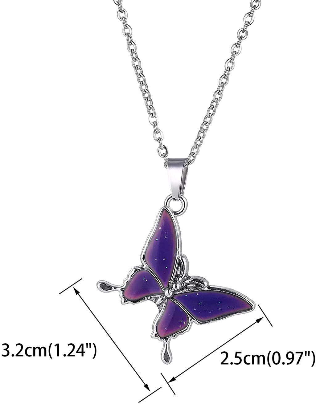 Temperature Sensing Color Changing Pendant Necklace - Heart, Butterfly, Turtle, Dolphin, Moon & Star Designs - Mood Jewelry Gift for Women & Girls - Perfect for Valentine's Day, Birthday & Anniversary Gifts