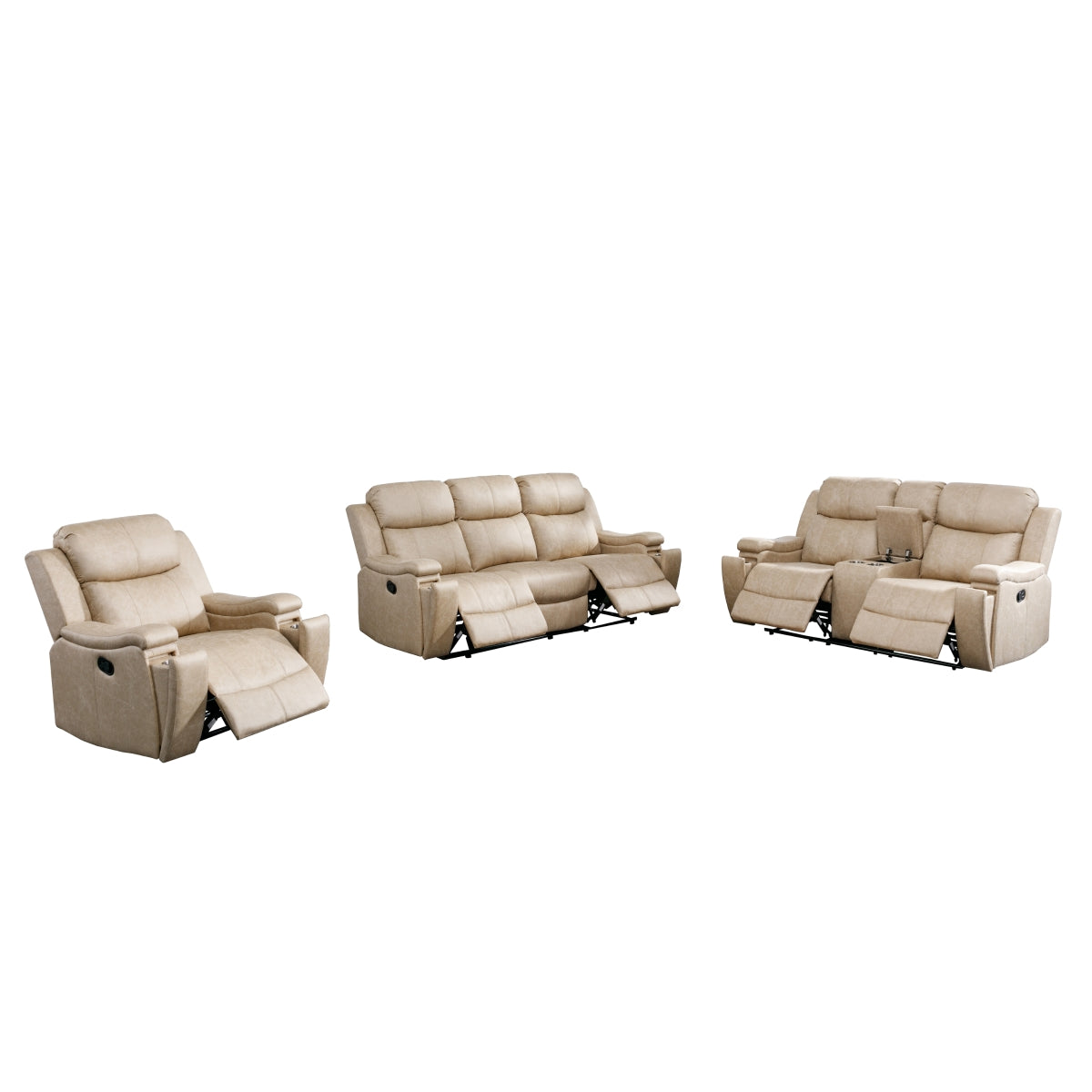Bradford Reclining Console Loveseat - Modern Reclining Sofa with Cup Holders & USB Ports for Living Room, Home Theater & Game Room Relaxation