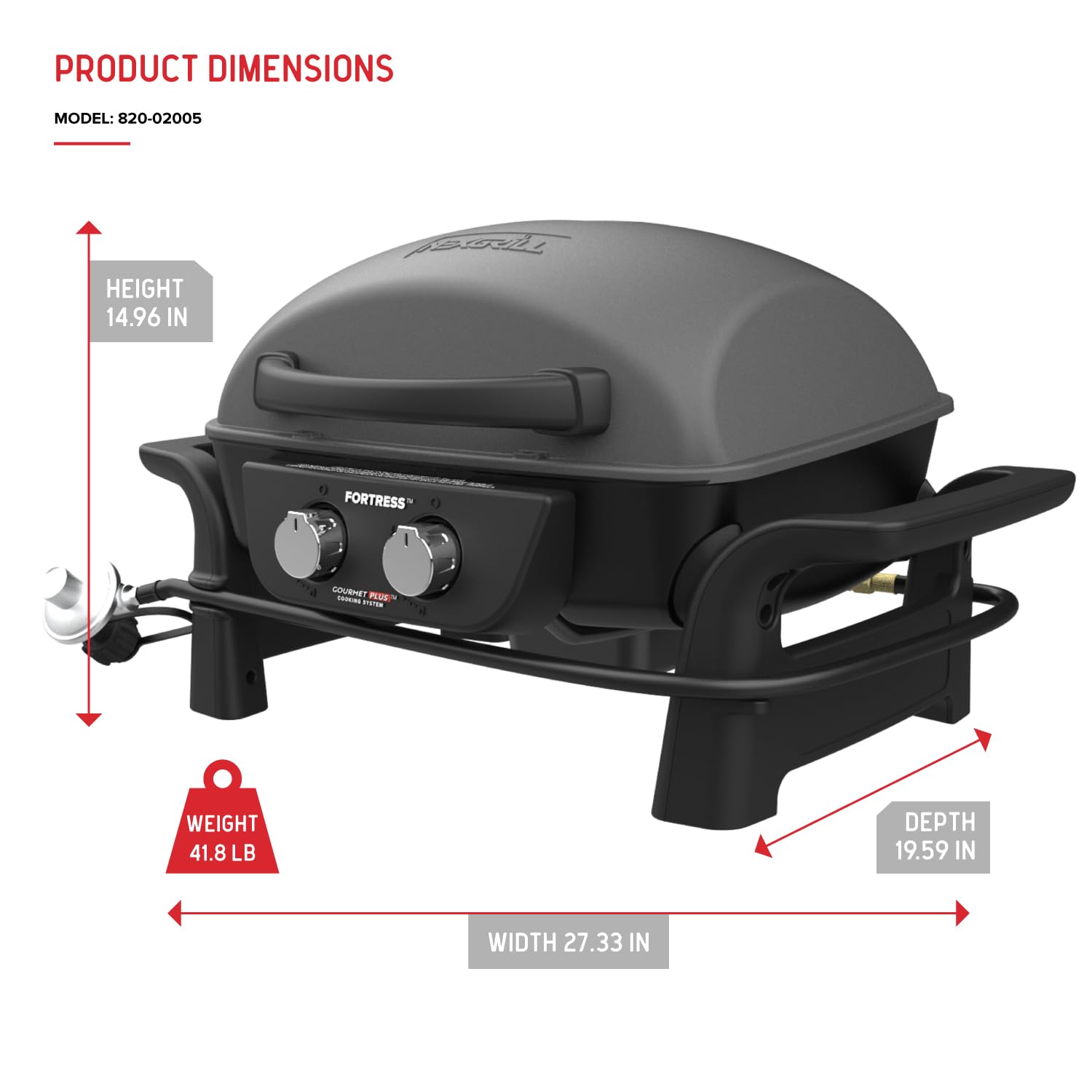 Nexgrill Fortess 2-Burner Portable Gas Grill & Griddle Combo - 263 SQ In Cooking Space, 13,500 BTU, Easy Lift Handles - 2-in-1 Tabletop Grill for Camping, Backyard BBQ, Tailgating, and Outdoor Cooking (Model 820-02005)