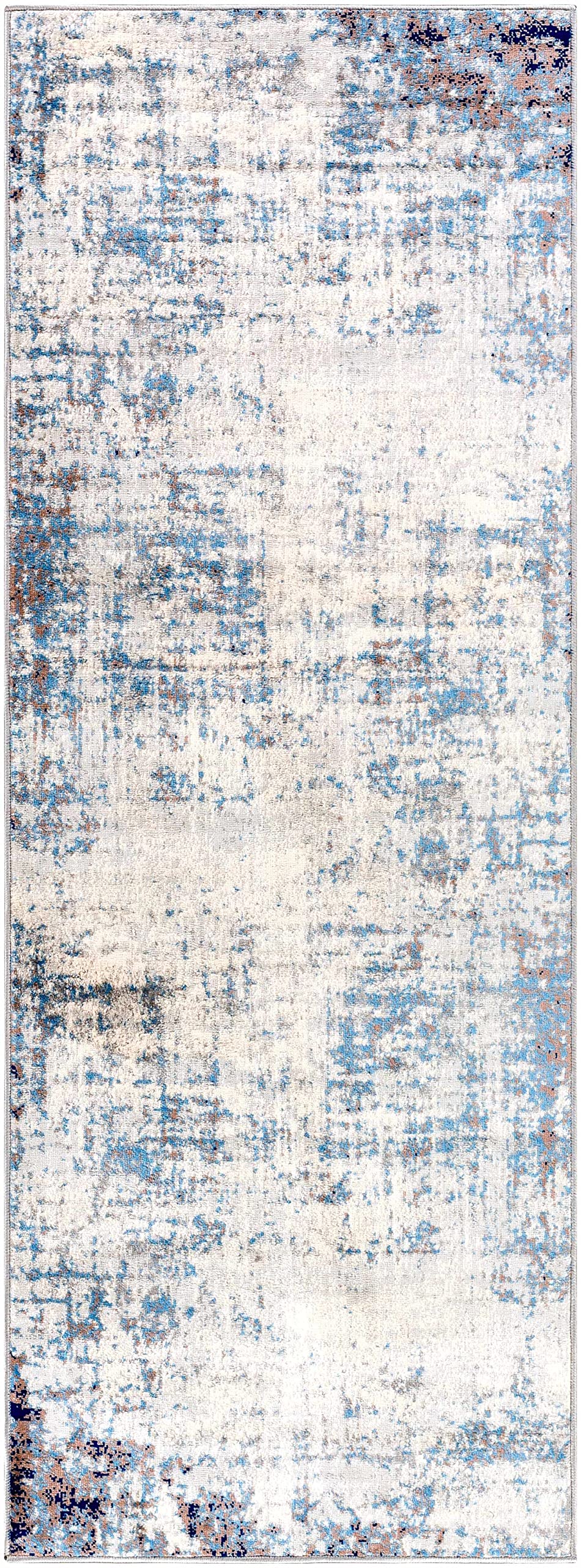 Hauteloom Texanna Neutral Abstract Bohemian Area Rug - Modern Distressed Carpet in Blue, Gray & Cream - 7'10