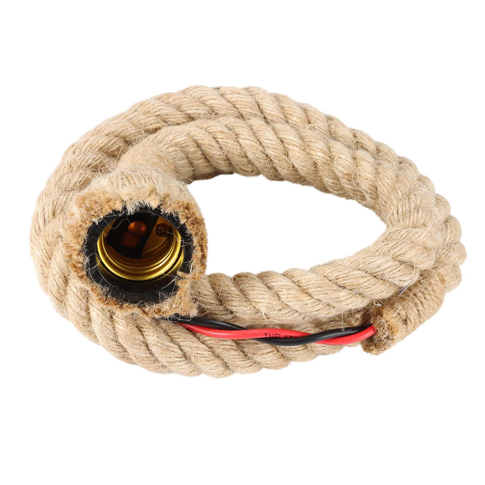 Vintage Rope Pendant Light with E27 Base - Industrial Loft Style Edison Bulb Hanging Lamp for Home, Bar, Cafe & Restaurant Decor | Perfect for Kitchen Island, Dining Room & Living Room Lighting