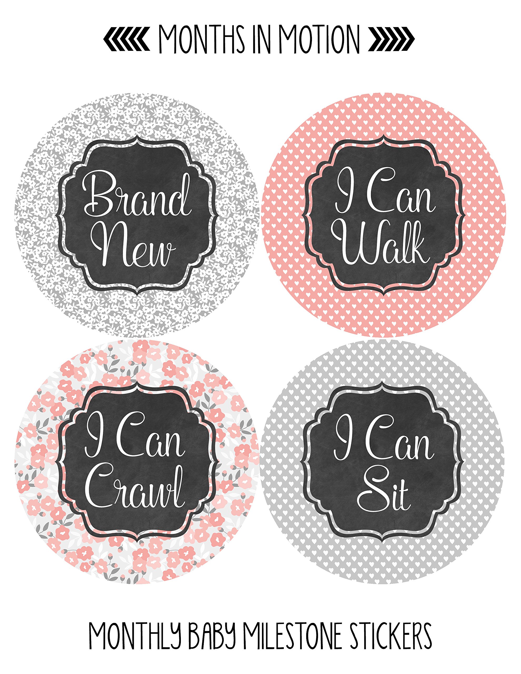 Baby Monthly Milestone Stickers - Newborn Girl Growth Tracking Stickers - Set of 20 Adhesive Photo Props for First Year Memories - Perfect for Baby Photo Shoots, Scrapbooking & Nursery Decor