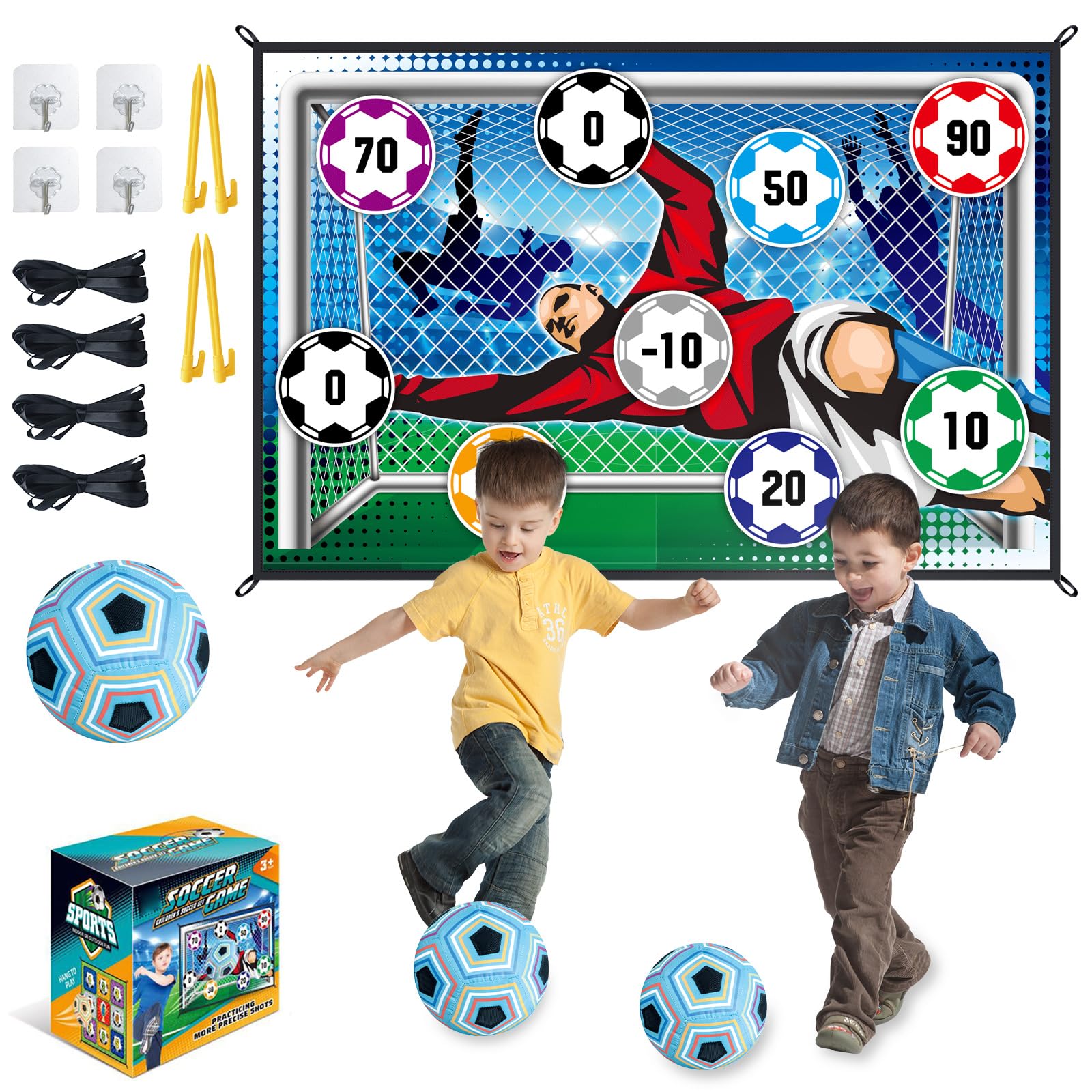 Mini Soccer Games Set for Kids - Indoor/Outdoor Backyard Toy with Adhesive Ball (No Inflation Needed) - Fun Birthday Gift for Boys & Girls - Perfect for Yard, Park, and Playroom Activities