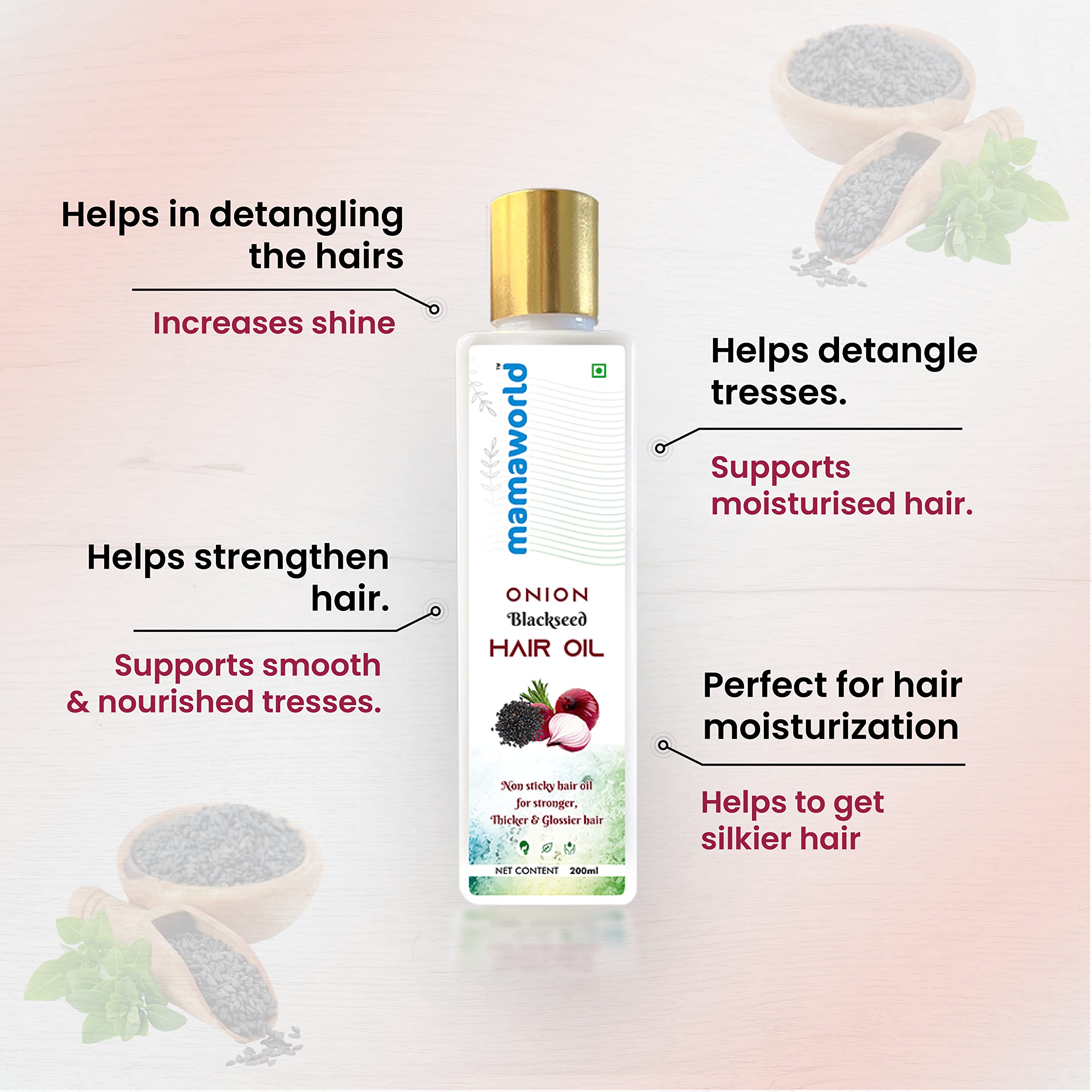 Mamaworld Onion Hair Oil for Hair Growth & Hair Fall Control with Redensyl - 200ml | Natural Hair Care Treatment for Thicker, Stronger Hair | Perfect for Daily Use & Scalp Massage