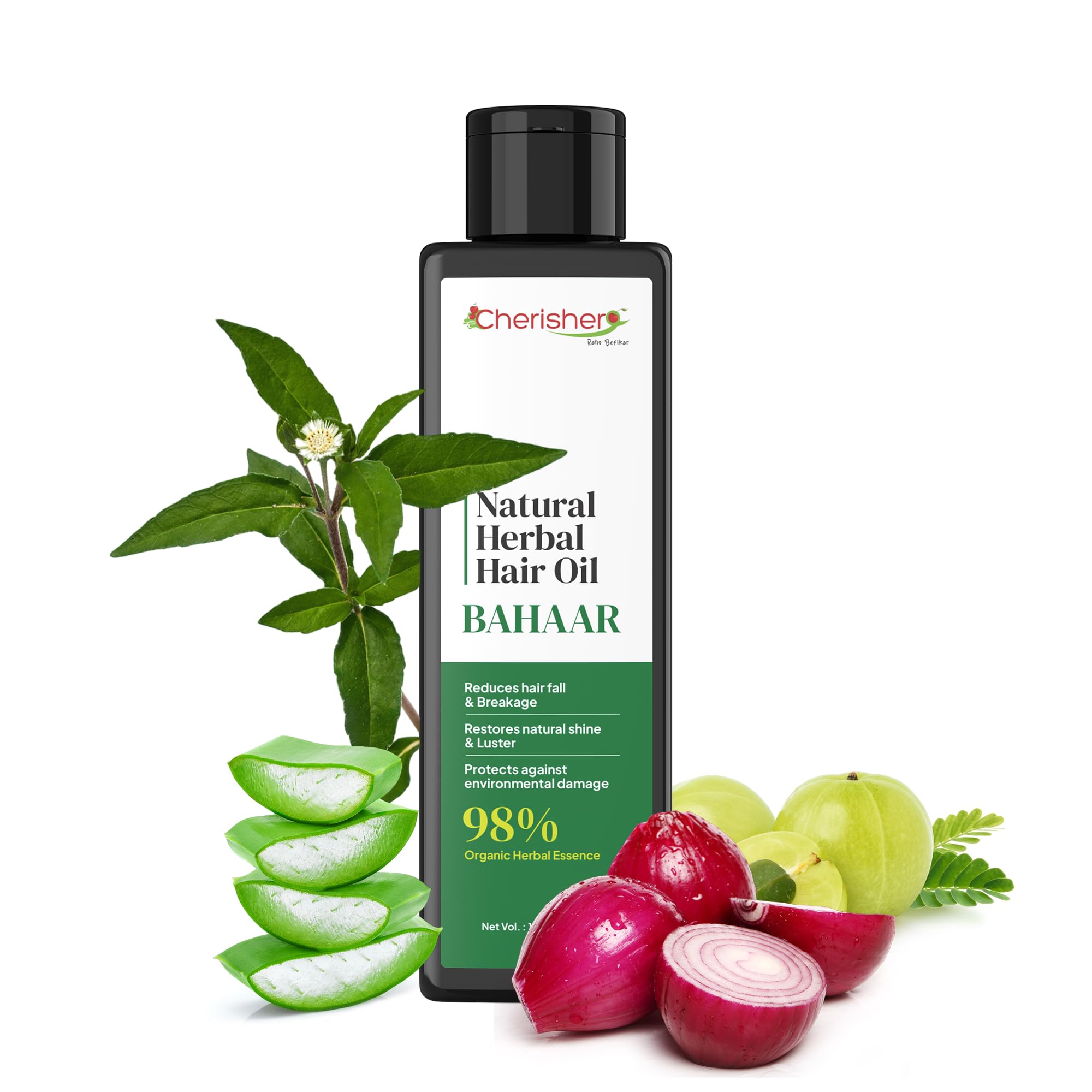 Cherisher Bahaar Natural Herbal Hair Oil 100ml - Organic Hair Growth Treatment for Men & Women | Reduces Hair Fall, Strengthens All Hair Types | Perfect for Daily Scalp Massage & Ayurvedic Hair Care Routine