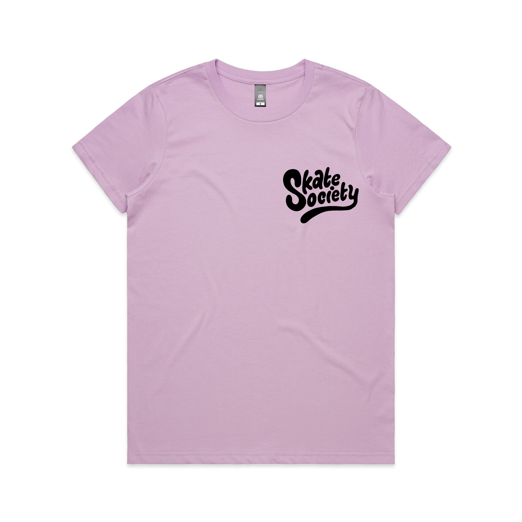 Skate Society Logo Women's T-Shirt - Soft Lavender Cotton Tee for Skateboarding, Streetwear & Casual Outfits