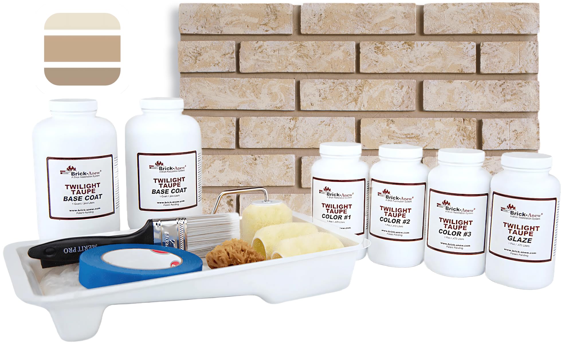 Stone Fireplace Paint Kit (Twilight Taupe) - All-in-One Fireplace Painting Solution for a Stunning Makeover | Heat-Resistant & Durable Finish | Perfect for Living Room, Bedroom, or Outdoor Fireplace Renovation