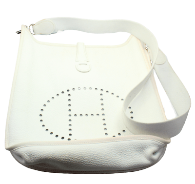 Authentic Hermes Evelyne PM Handbag in Parchment White Clemence Leather - Luxury Shoulder Bag for Women, Perfect for Work, Travel & Everyday Use
