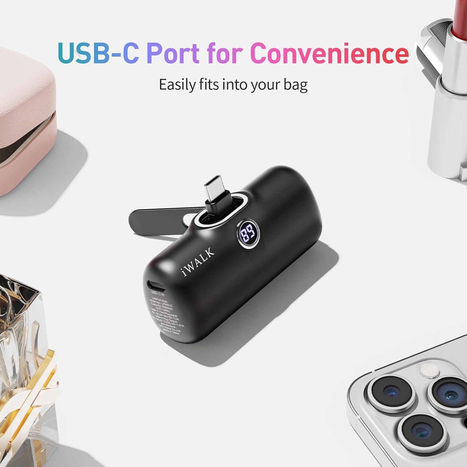 iWALK Small Portable Charger 5000mAh Power Bank - 20W PD Fast Charging USB-C Battery Pack with LED Display | Compatible with iPhone 16/15/15 Plus/15 Pro/15 Pro Max & Samsung Galaxy | Perfect for Travel, Camping & Emergency Charging