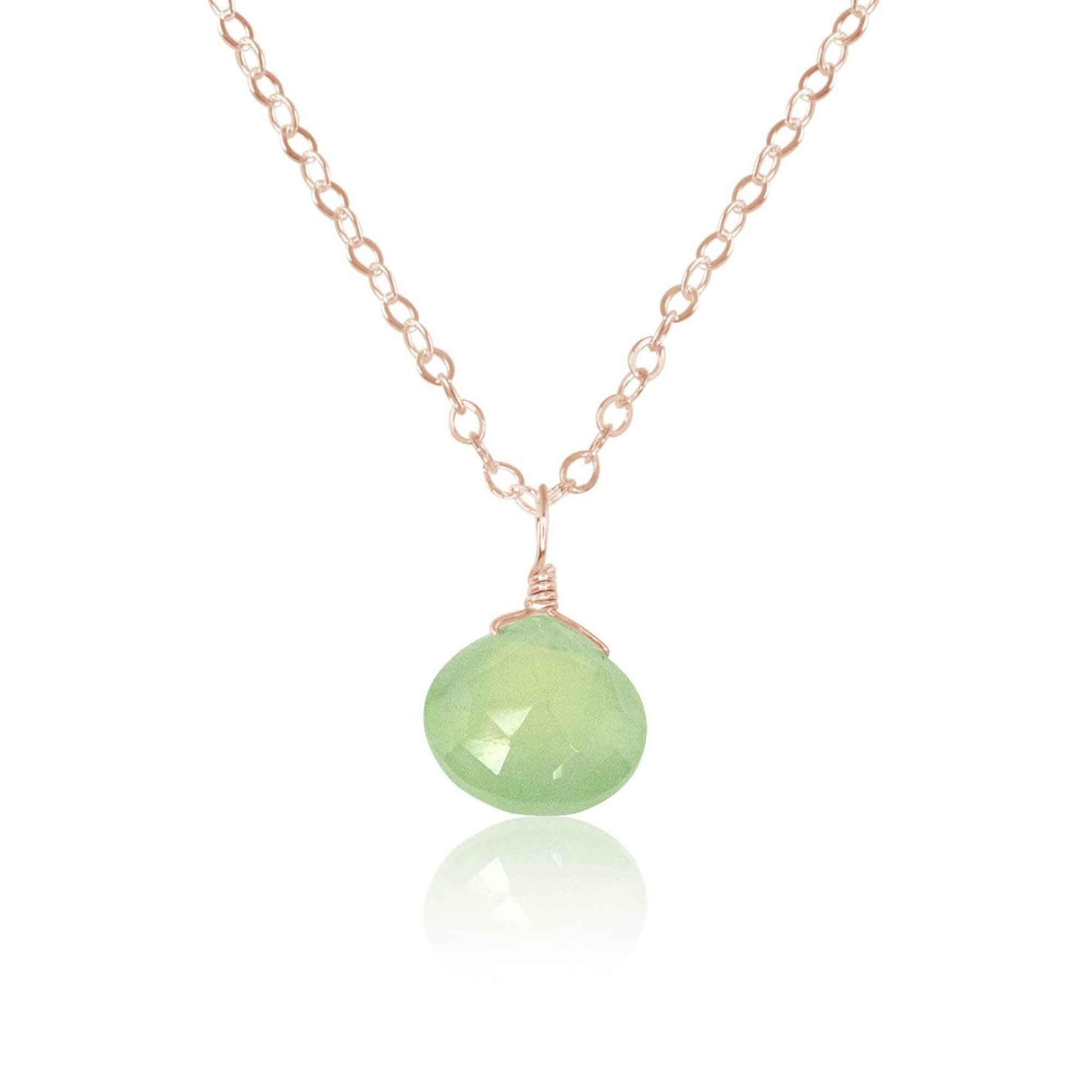 Natural Prehnite Teardrop Pendant Necklace - Healing Crystal Jewelry for Women, Dainty Gemstone Necklace for Meditation, Energy Balancing & Spiritual Gifts