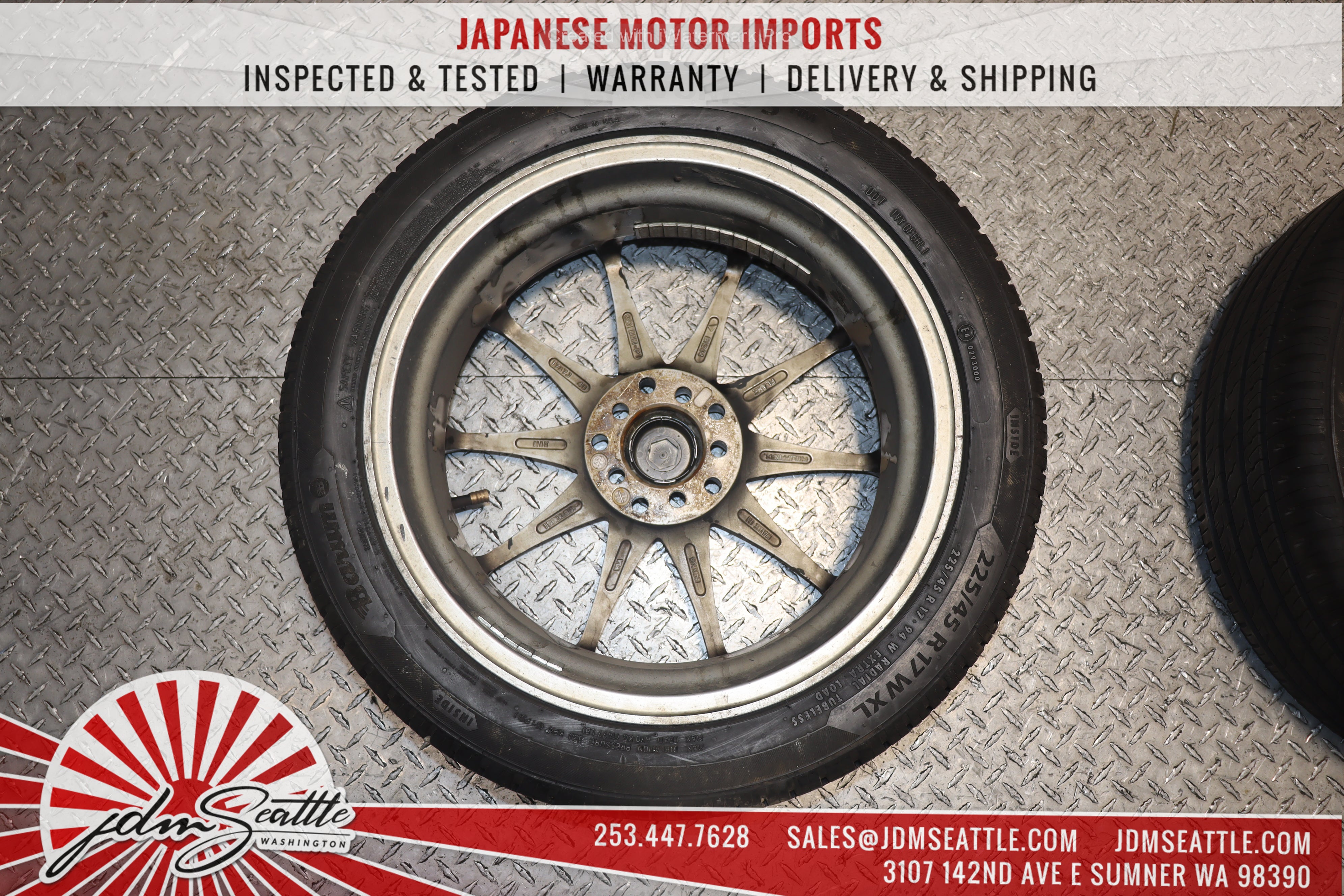 ENKEI FITTIPALDI FLAME JDM Alloy Wheels - Set of 4 Universal 17x7 +40 Offset Rims with 225/45R17 Tires - Perfect for Honda Civic, Toyota Corolla & Subaru Impreza - Upgrade Your Car's Performance & Style