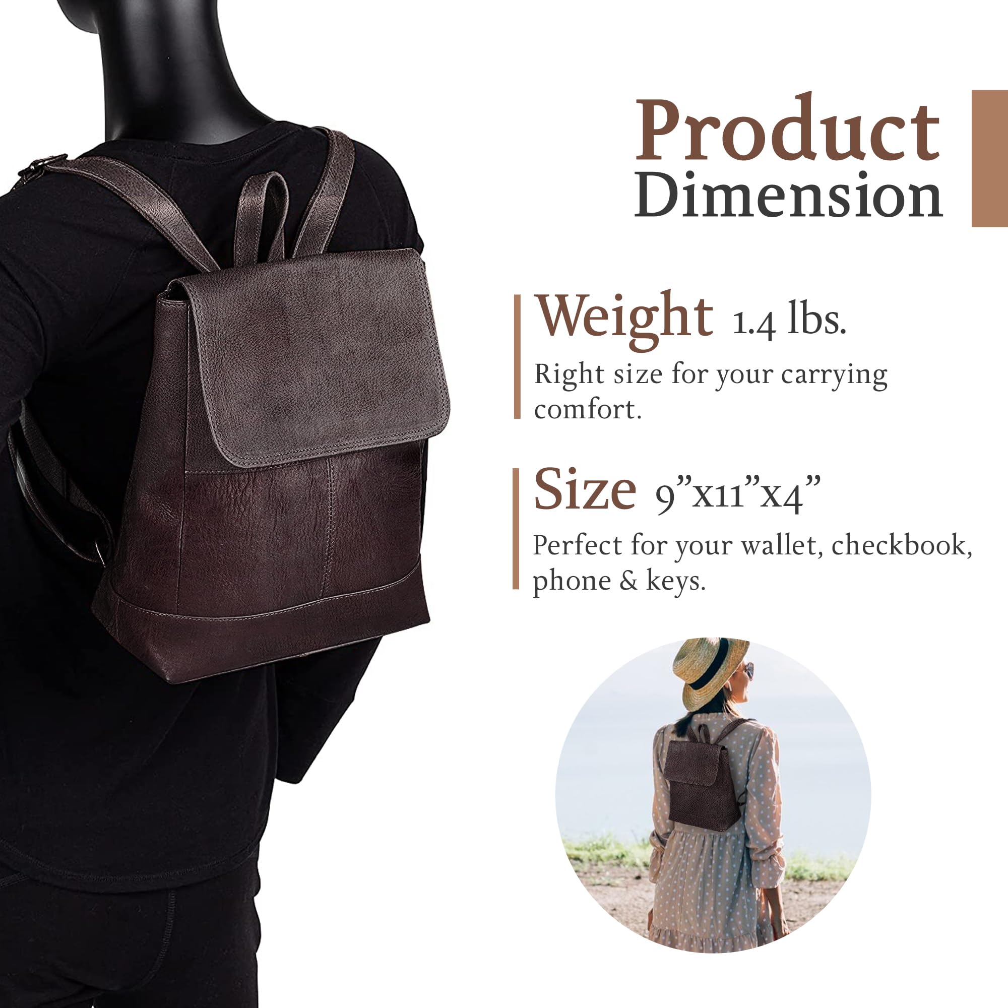 Leather Luna Backpack for Women - Multipurpose Travel & Work Bag for Daily Use