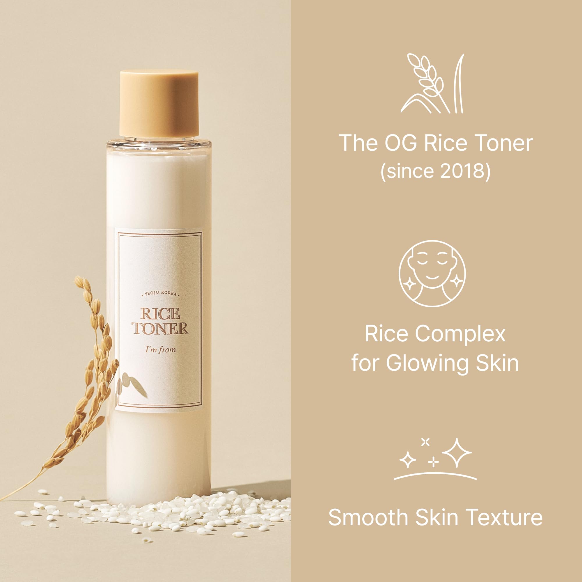 I'm From Rice Toner - Korean Milky Toner for Glowing Skin with Niacinamide | Hydrating Essence for Dry, Dull & Combination Skin | Vegan, Fragrance-Free Formula for Glass Skin Effect (5.07 Fl Oz) | Perfect for Daily Skincare Routine & Nighttime Hydration