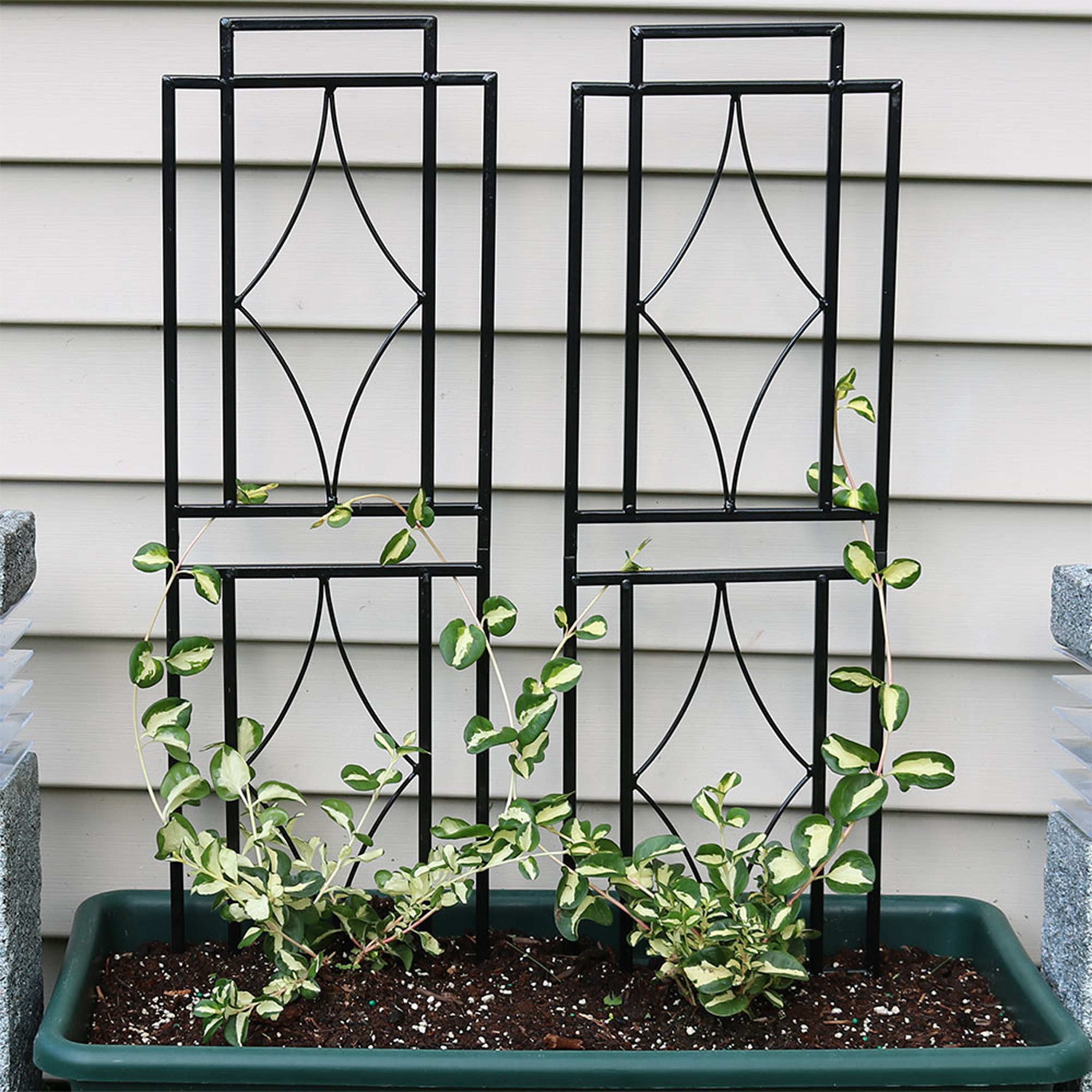 Sunnydaze 30 Inch Contemporary Metal Garden Trellis Set of 2 - Perfect for Climbing Plants, Flowers, and Outdoor Garden Decor
