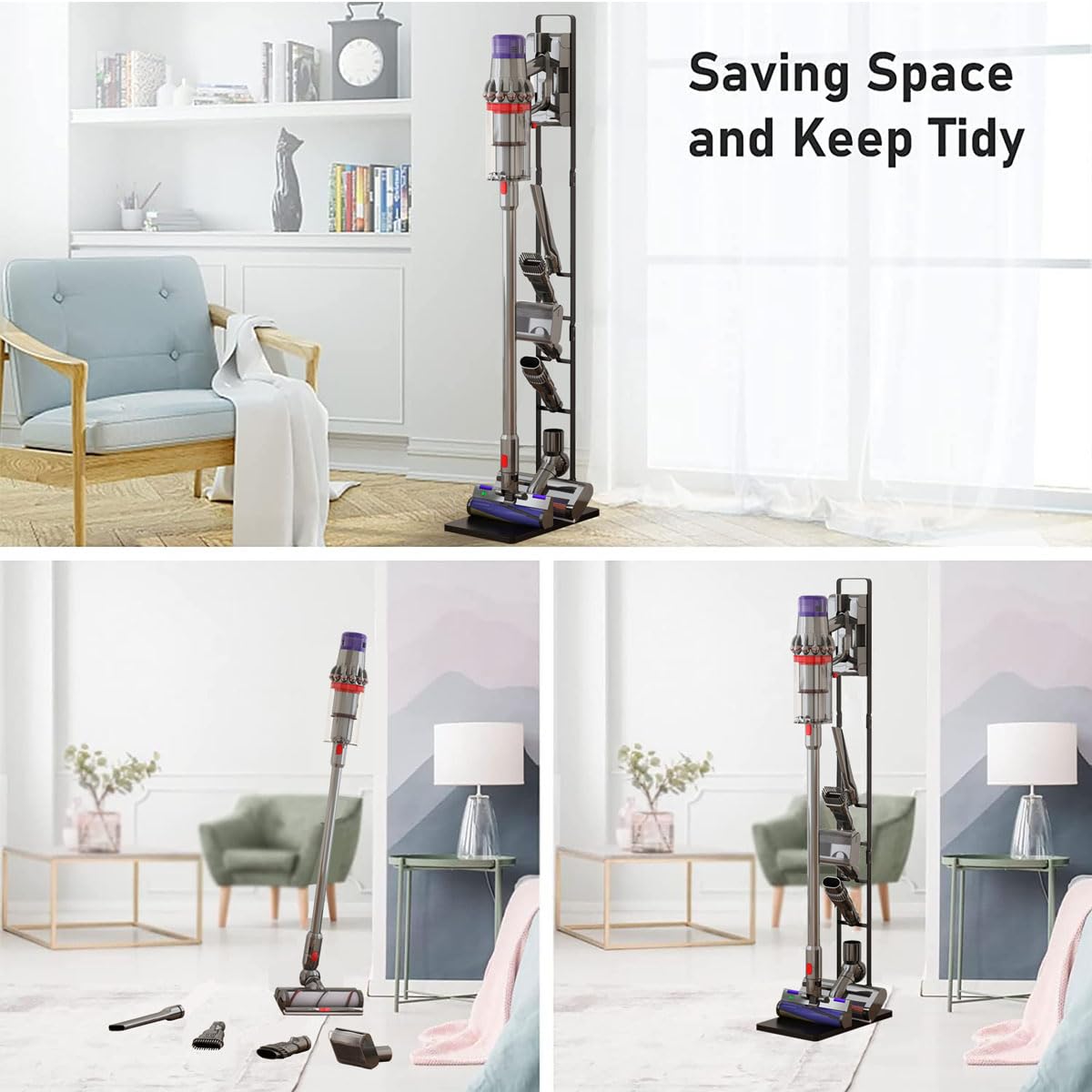 Foho Vacuum Stand Holder - Stable Storage Bracket for Dyson V15, V11, V10, V8, V7, V6 Cordless Handheld Vacuum Cleaners & Accessories - Perfect for Home, Office, and Garage Organization