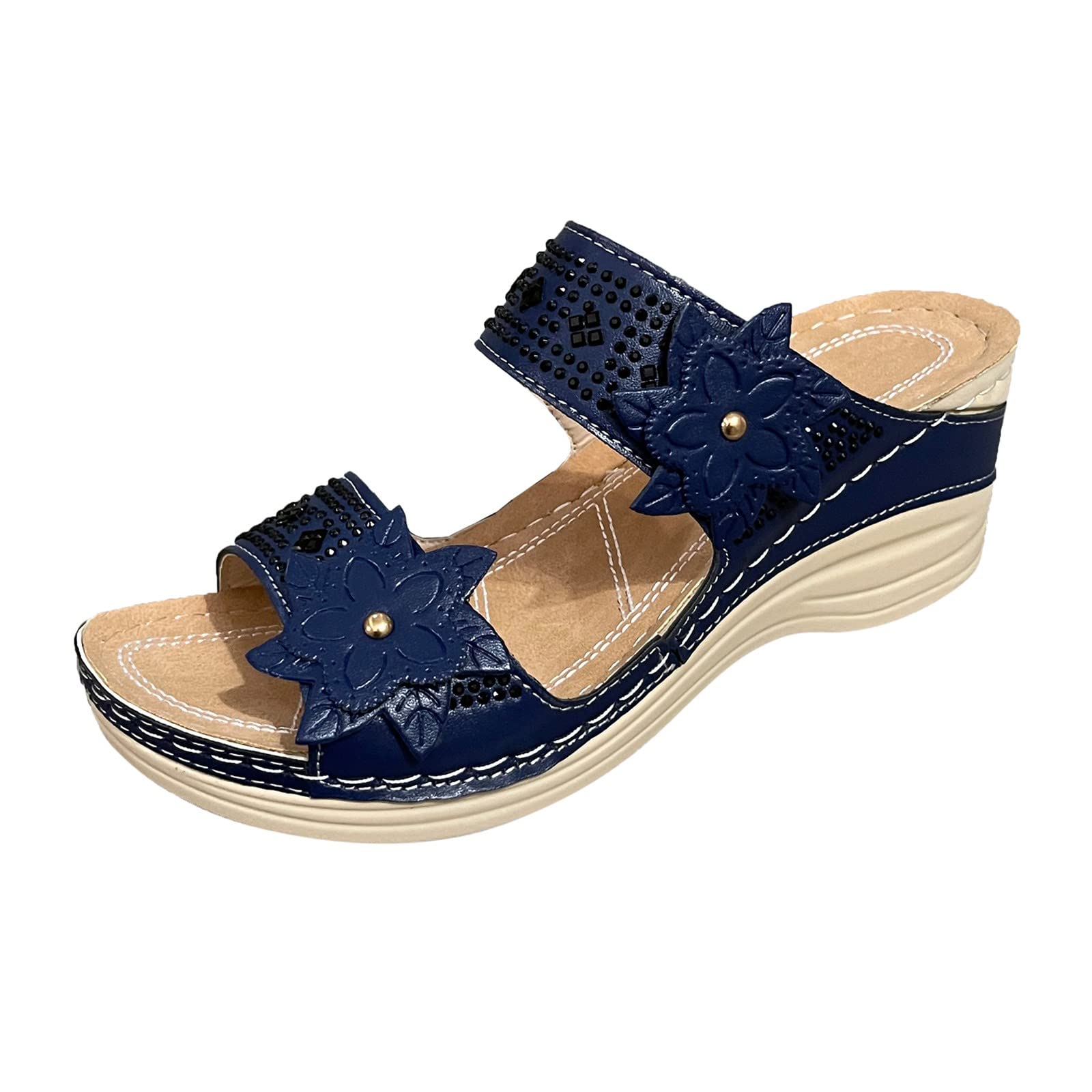 Gibobby Women's Wedge Sandals - Platform Espadrilles with Ankle Strap & Buckle, Open Toe Rubber Chunky Heel Summer Shoes for Beach, Vacation and Casual Outfits