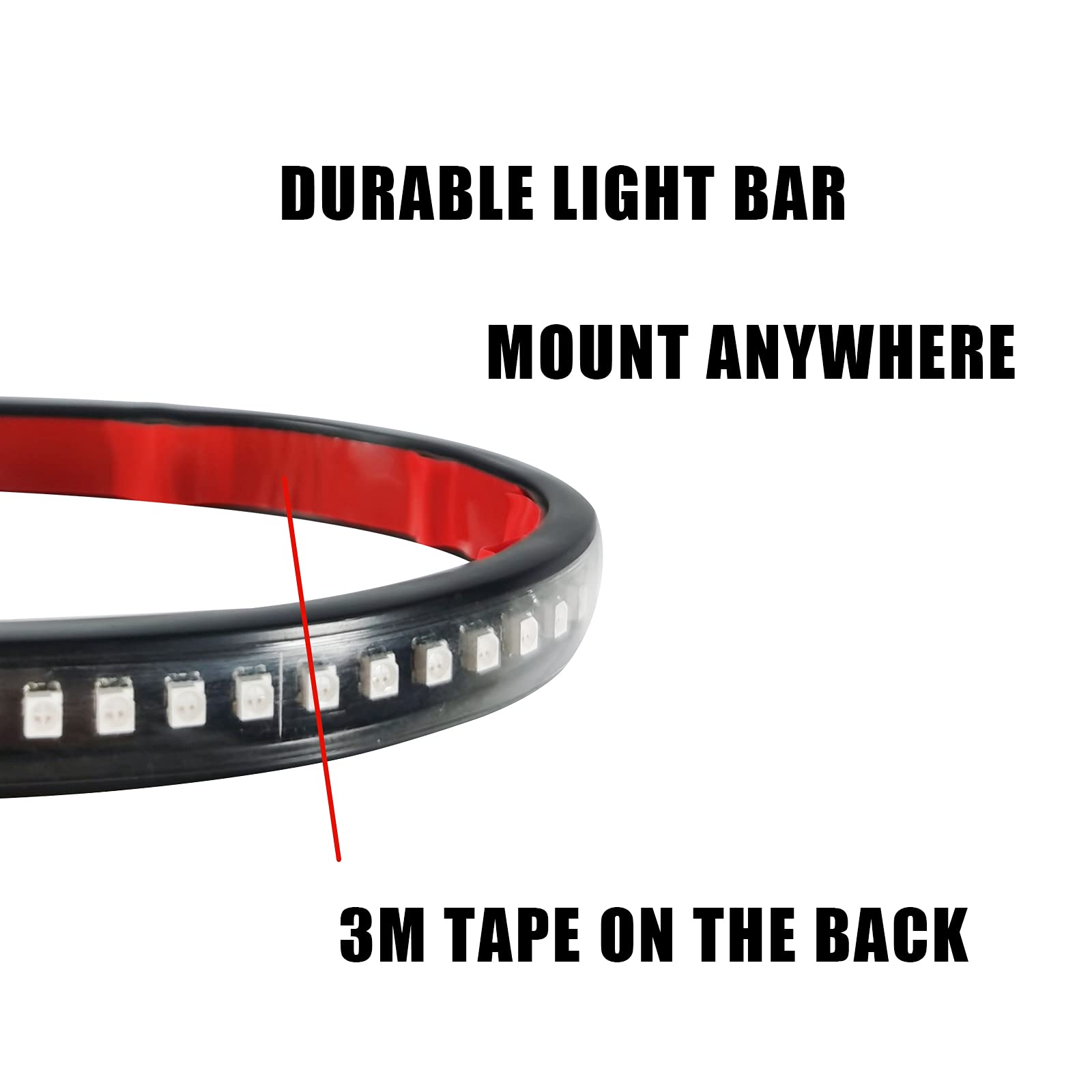 36 LED Universal Motorcycle Turn Signal Light Bar - Red Amber Sequential Blinker Strobe Brake Light, Waterproof Indicator Pilot Lamp for Bike Lighting | Perfect for Night Riding, Safety Warning & Custom Motorcycle Modifications