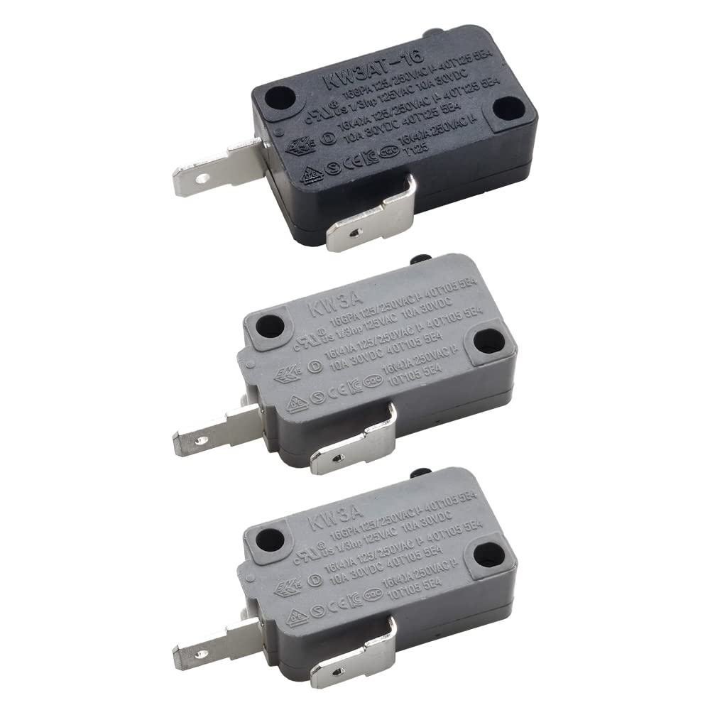 KW3A/KW3AT Microwave Oven Door Interlock Switch 16A 125VAC/250VAC - Replacement Part for Microwave Door Switch (2 Normally Open & 1 Normally Closed) - Perfect for Microwave Repair and Maintenance at Home or Workshop