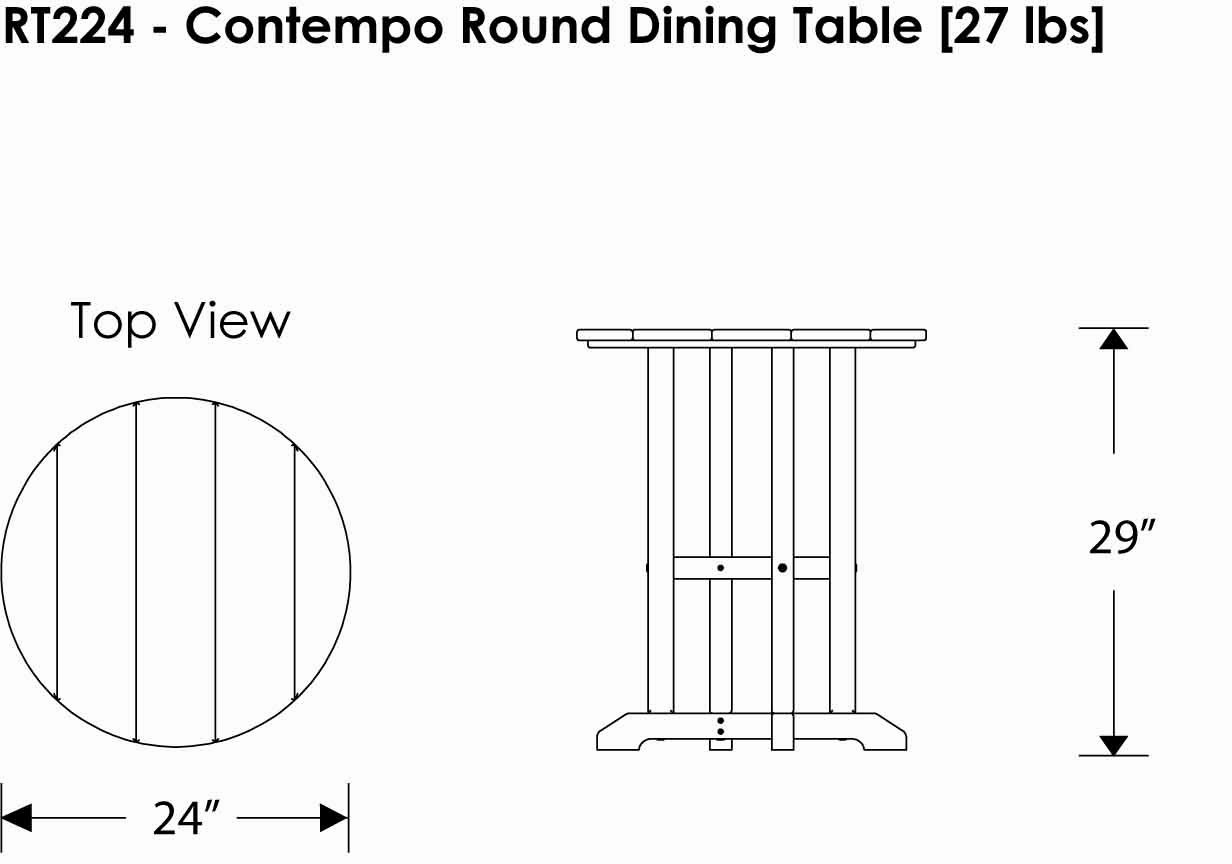POLYWOOD RT224FBLSA 24-Inch Round Outdoor Dining Table with Black Frame & Sand Finish - Perfect for Patio, Deck, Poolside or Garden Dining