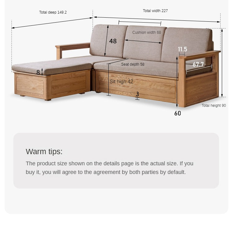 Solid Oak Wood Storage Box for Sofa - Organize Living Room, Bedroom, or Office with Stylish Wooden Storage Solution