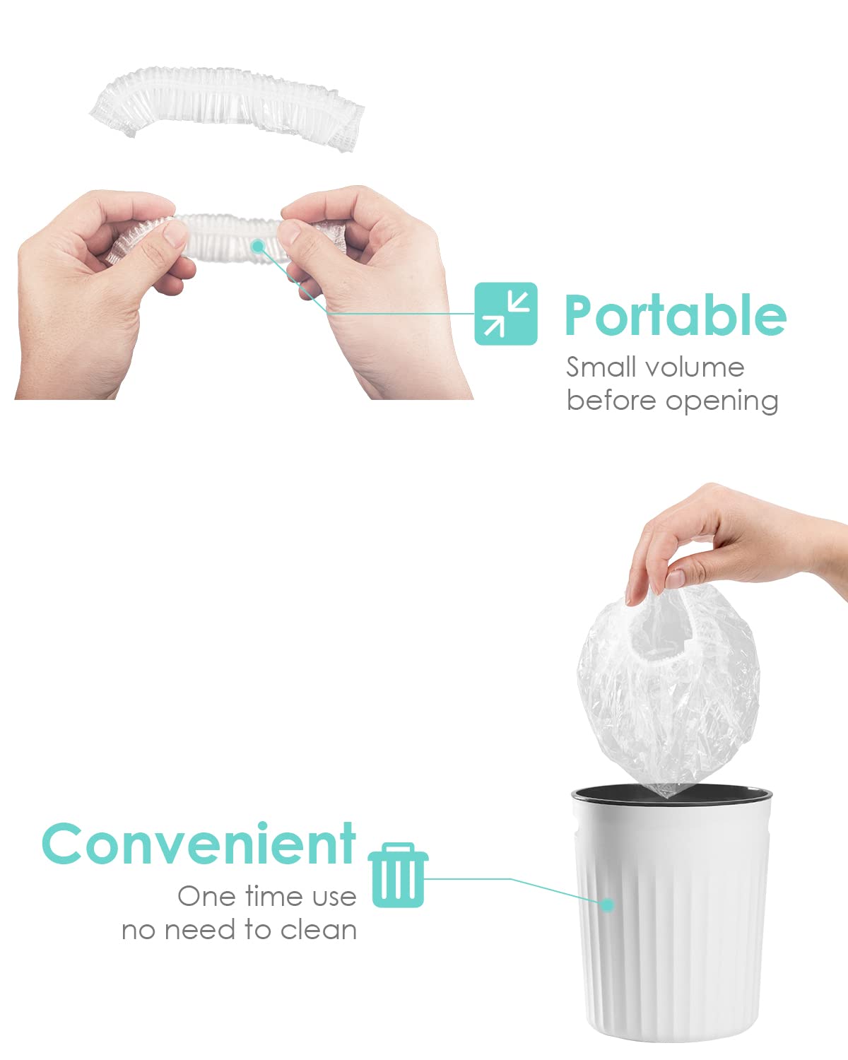 Disposable Shower Caps - 20 Pack Thick Clear Waterproof Hair Caps for Women & Men | Home, Hotel, Spa & Travel Essentials | Perfect for Bathing, Swimming & Salon Use