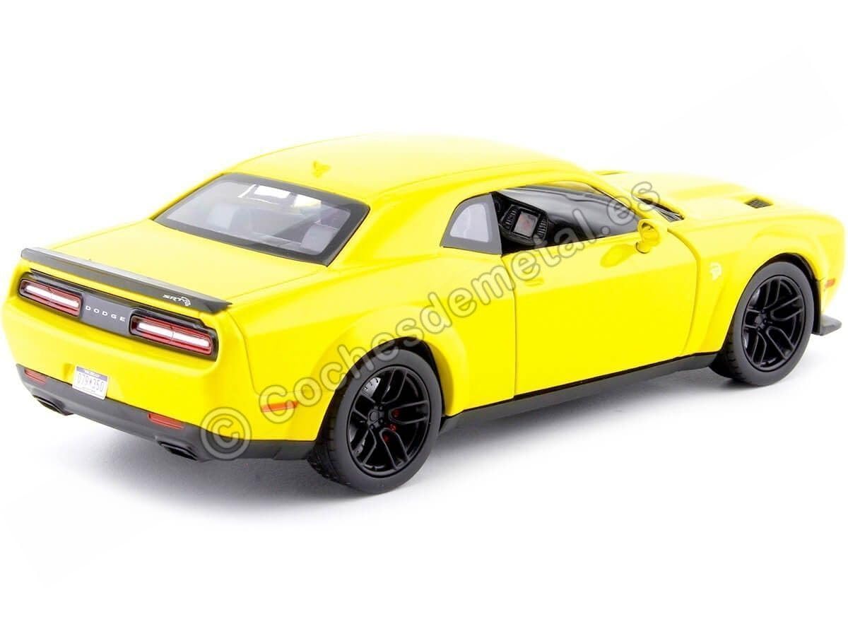 1:24 Scale 2018 Dodge Challenger SRT Hellcat Diecast Model Car - Yellow Collectible Toy for Adults & Kids - Perfect for Display, Gifts, and Car Enthusiast Collections