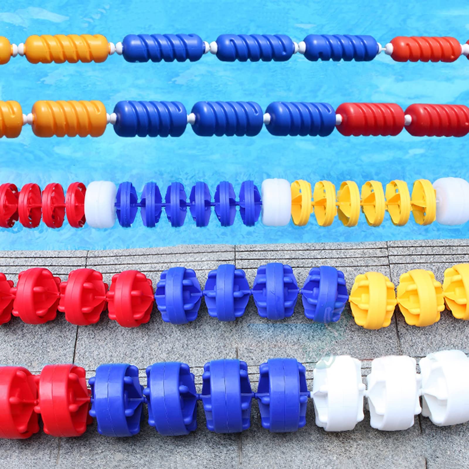 Premium Swimming Pool Safety Rope Float Line Divider - Blue & White Buoy Kit for Inground Pools (10/20/24/30/33 Ft) - Ideal for Deep Water & Shallow Beach Separation, Lane Marking & Pool Safety