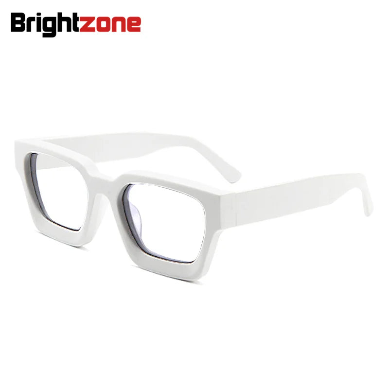 Brightzone Unisex Full Rim Square Thick Acetate Eyeglasses 5437 - Stylish & Durable Frames for Men & Women - Perfect for Reading, Work & Fashion Accessories