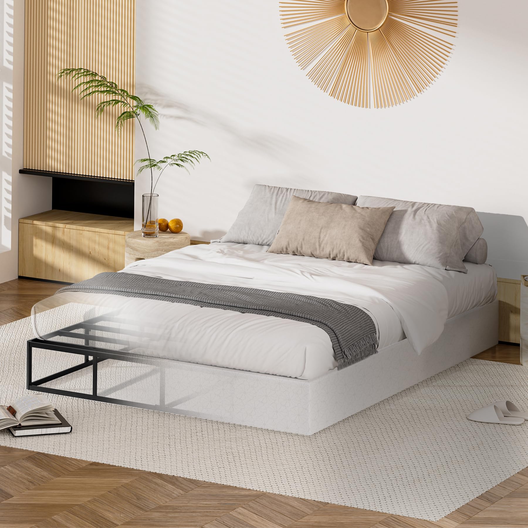 9 Inch High Profile Heavy Duty Metal Box Spring for Queen Bed - Sturdy Mattress Foundation, Noiseless Support for Bed Frame & Platform - Perfect for Guest Rooms, Master Bedrooms & Dormitories (Queen Size)
