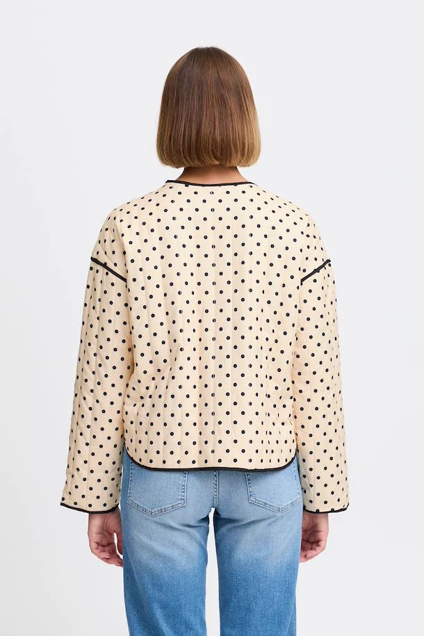 Maura Jacket - Stylish Creme & Black Dots Women's Outerwear for Fall & Winter | Perfect for Office, Dating & Casual Outfits