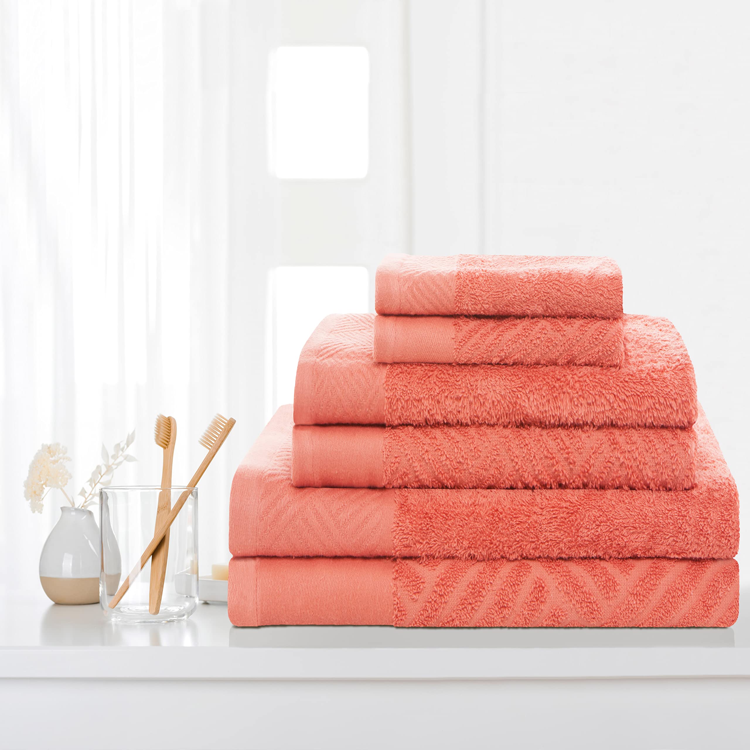 Luxury Egyptian Cotton Towel Set - 6-Piece Hotel Quality Bath, Face & Hand Towels - Ultra Soft, Breathable & Absorbent - Perfect for Spa, Bathroom & Guest Use