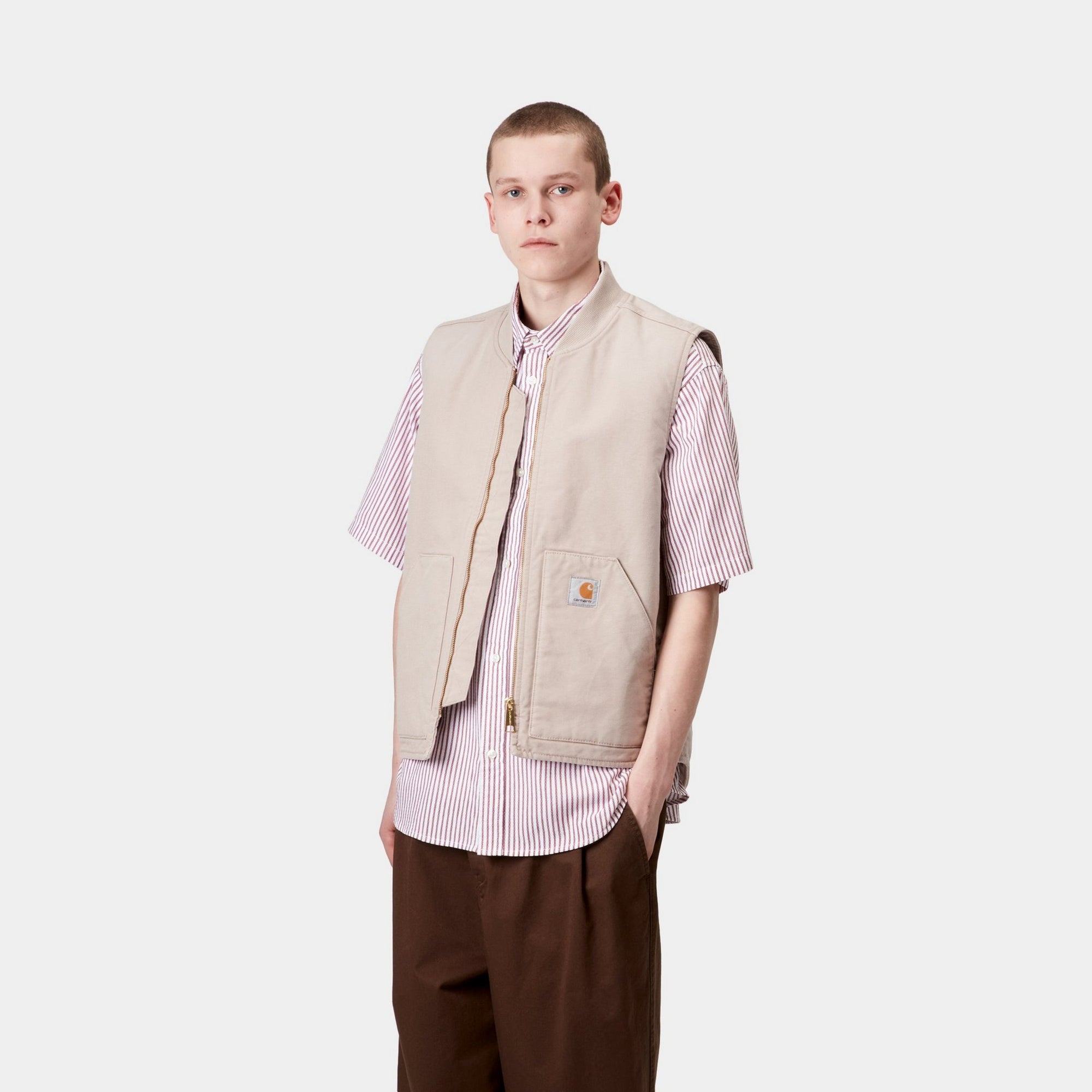Stone Canvas Spring Vest in Dusky Beige - Lightweight Layering Piece for Outdoor Adventures & Casual Wear
