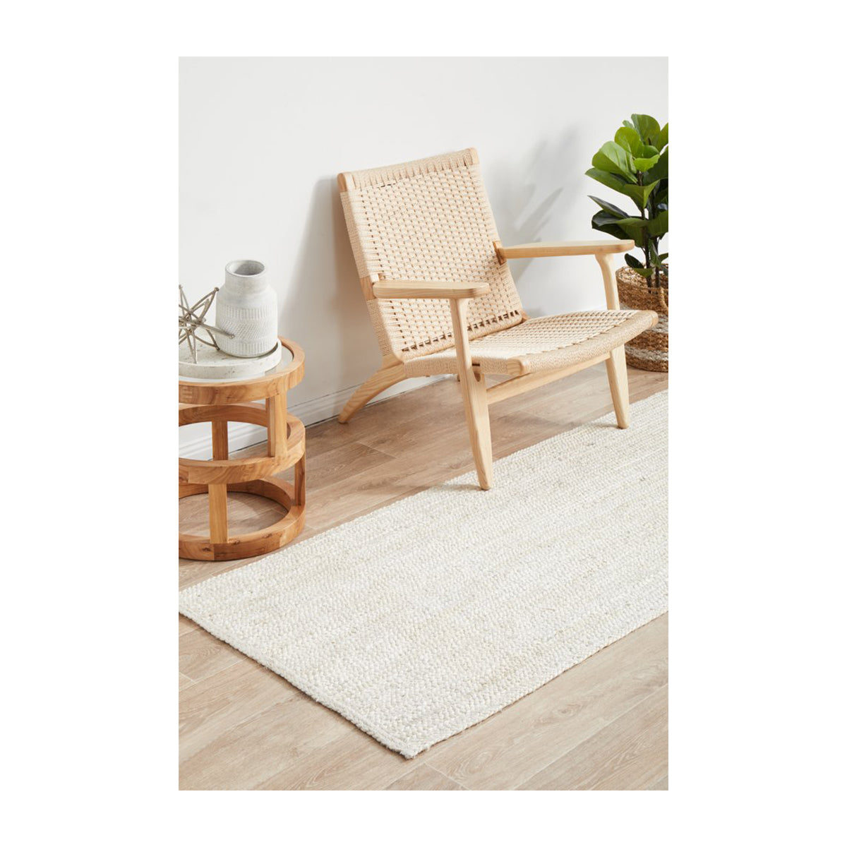 Bondi Rectangle Runner Rug - Soft & Durable Non-Slip Hallway Carpet (White) - Perfect for Entryway, Bedroom, or Kitchen Floor Decor