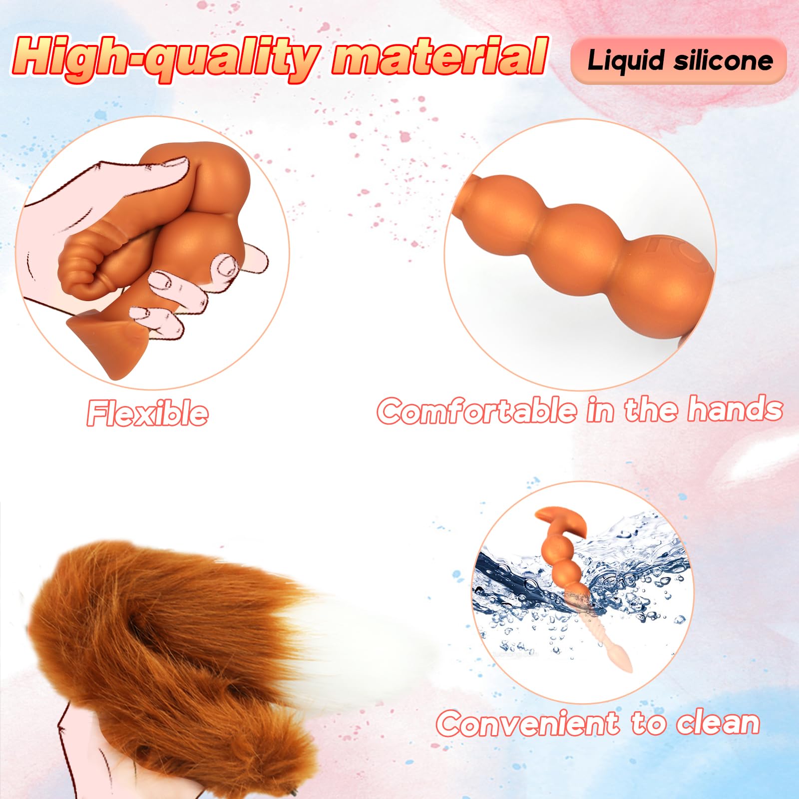 Premium Silicone Anal Beads with Removable Fox Tail - Prostate & G-Spot Stimulator for Men & Women - Black Adult Sex Toy for Couples, Role Play & Sensual Exploration - Perfect for Spicing Up Your Intimate Moments & BDSM Play